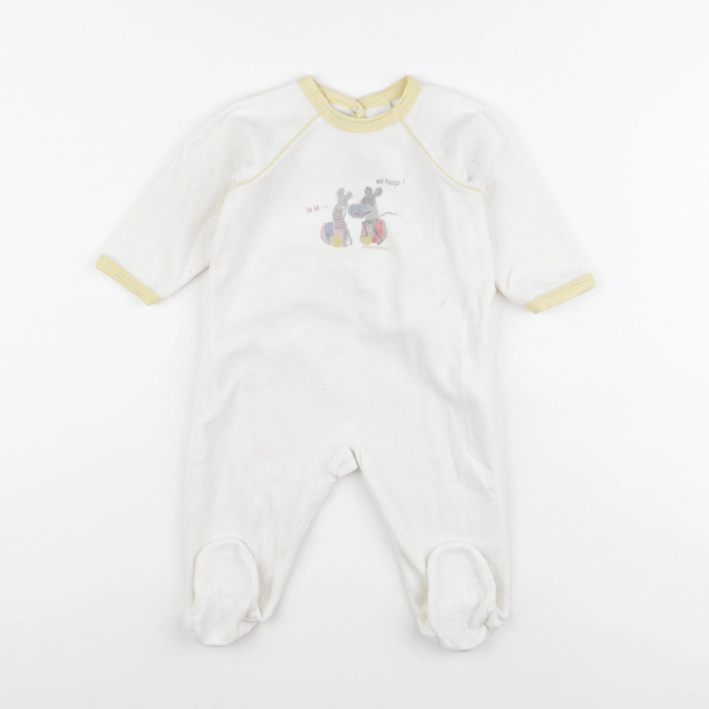 Petit Bateau - pyjama velours beige - 9 mois
