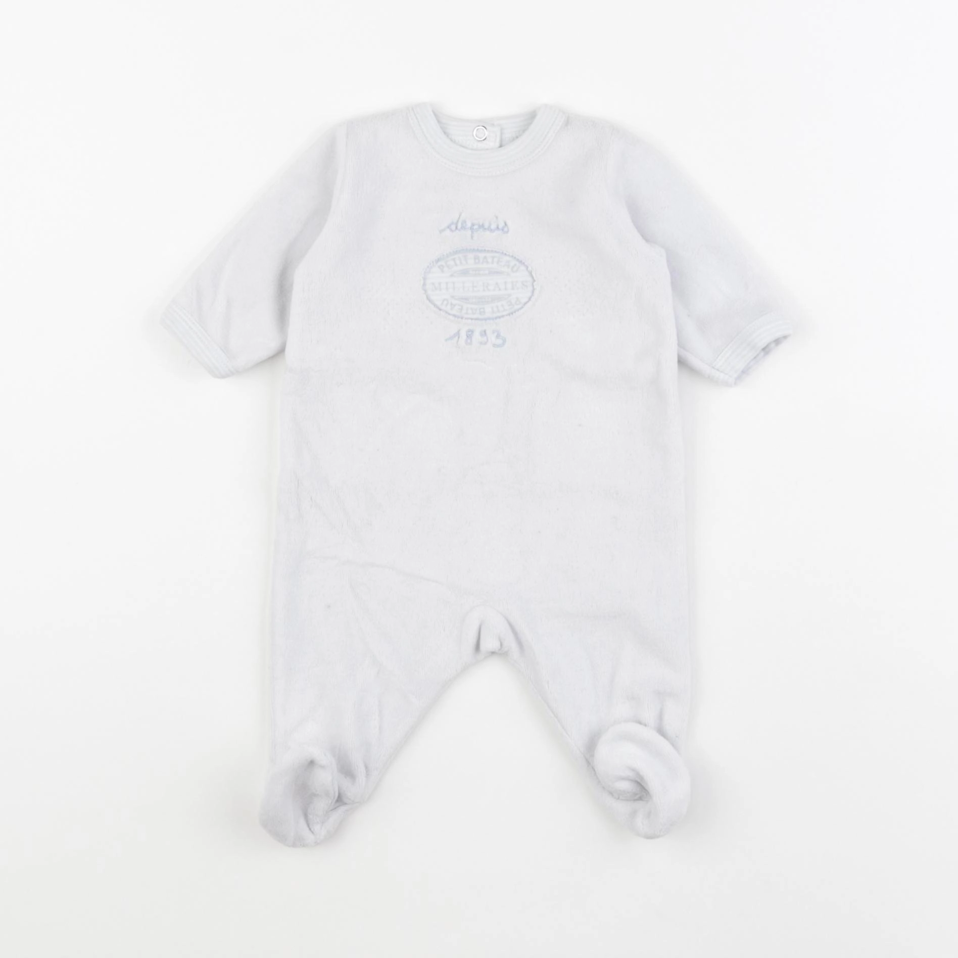 Petit Bateau - pyjama velours bleu - 0 mois