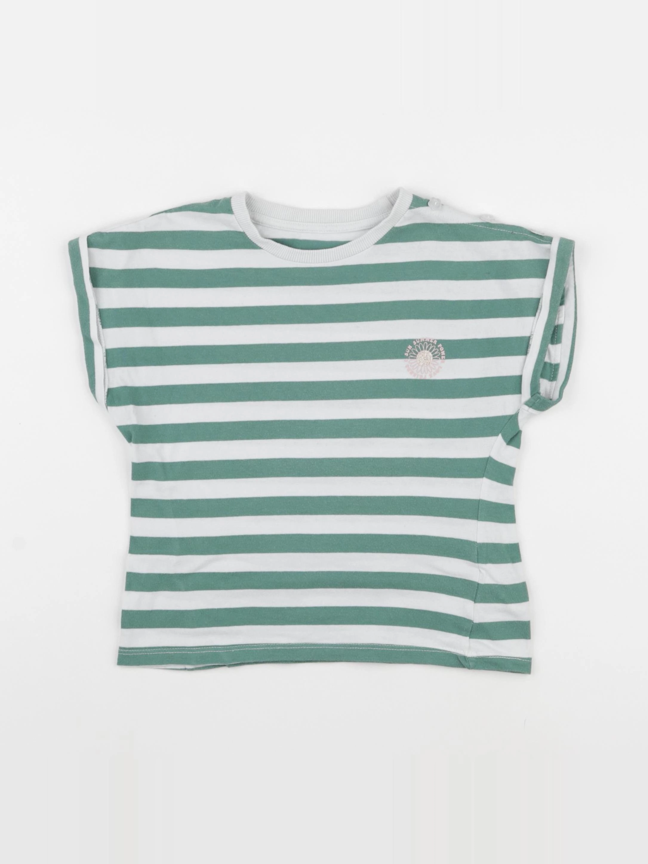 Vertbaudet - tee-shirt blanc, bleu - 6 ans