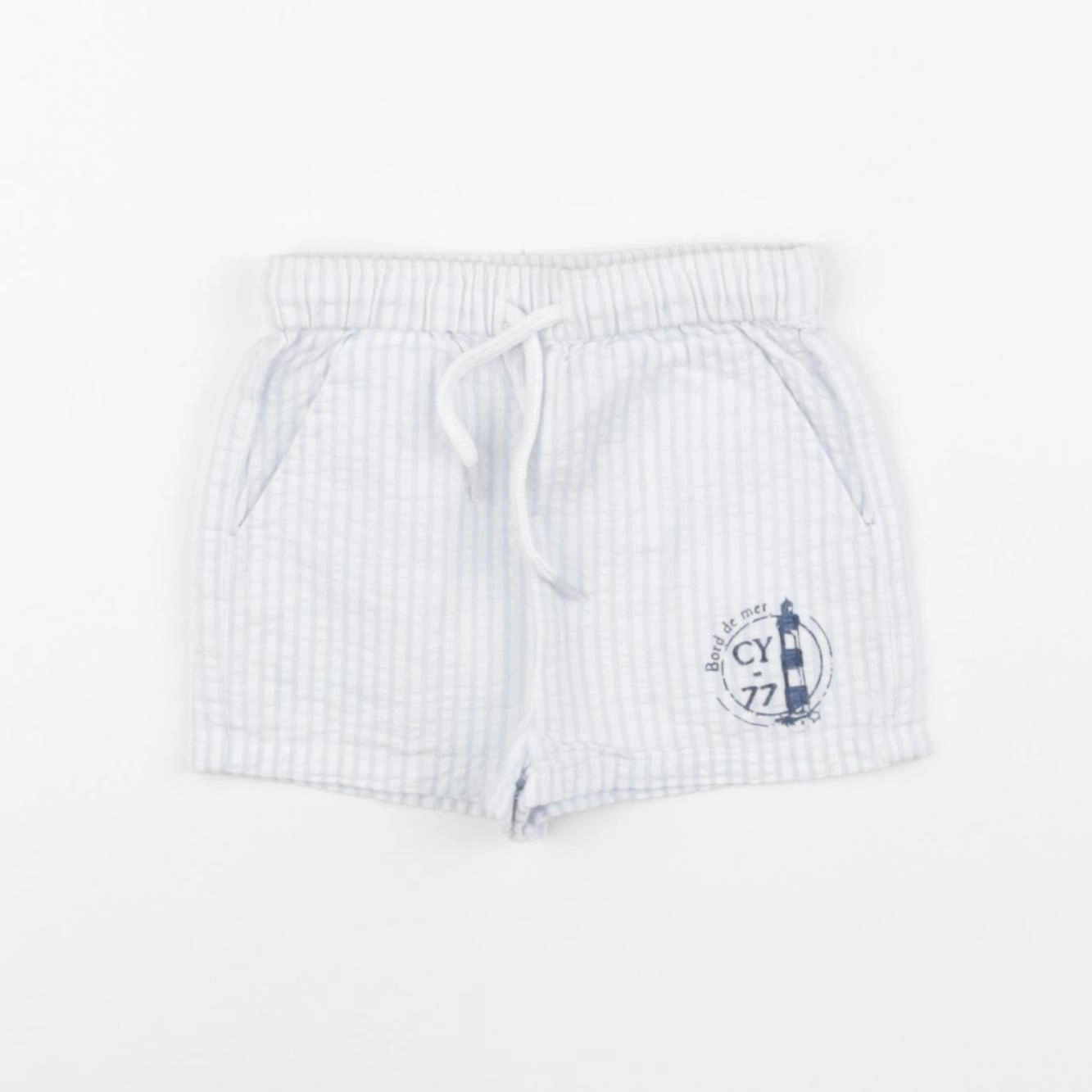Cyrillus - short bleu, blanc - 3/6 mois