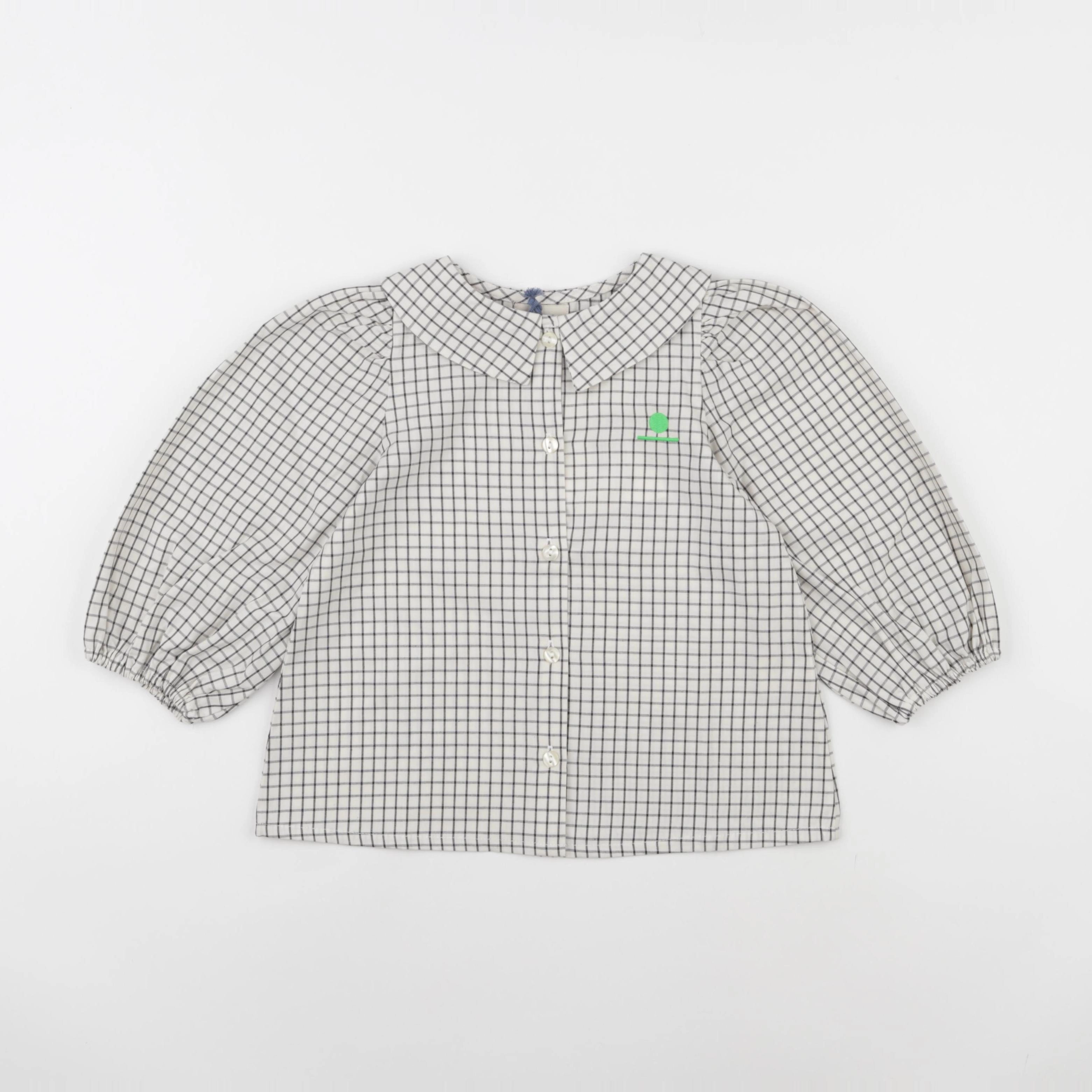 We are kids - Blouse Violet White and Black Checks - 2/3 ans