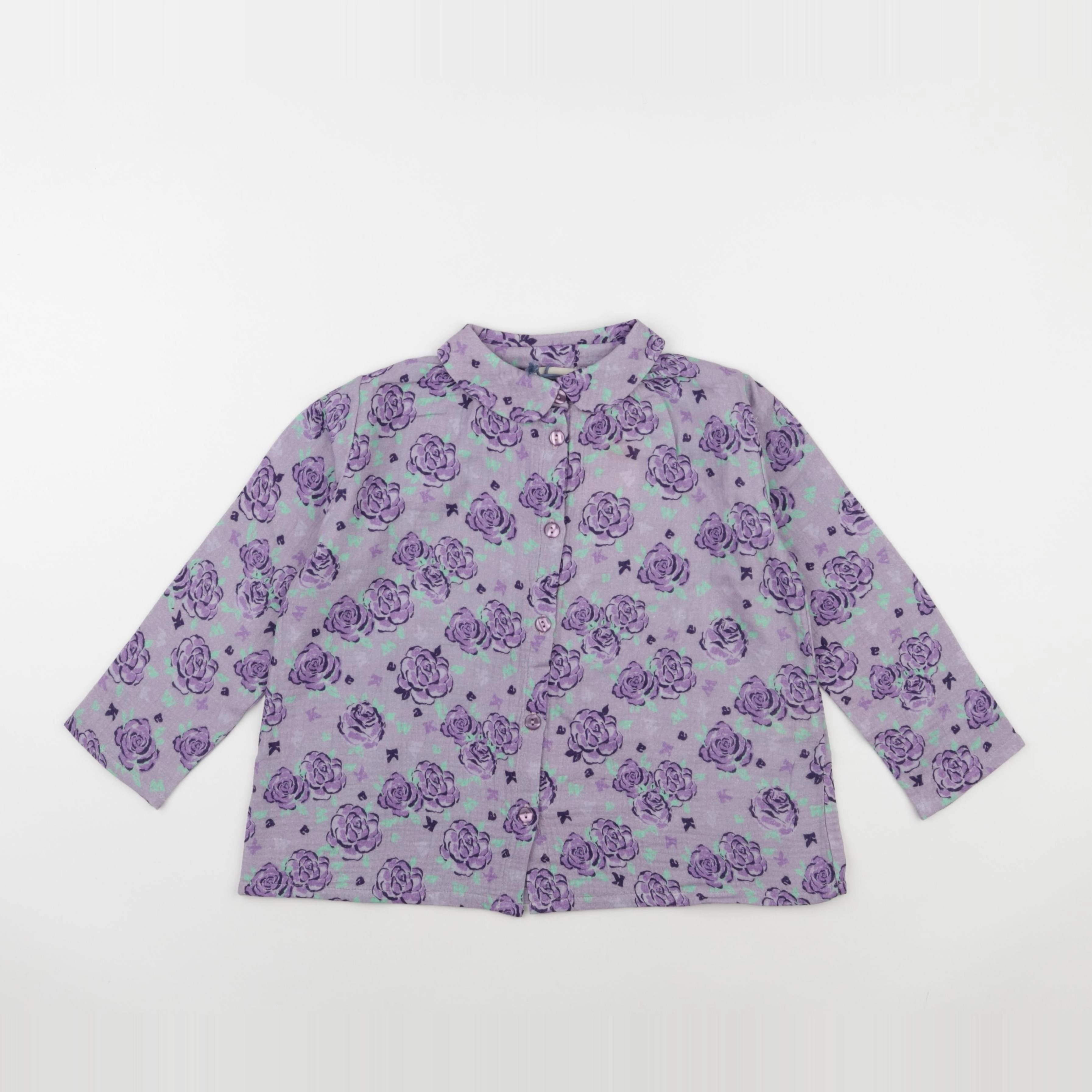 We are kids - Chemise Gabriel Big Flowers violet - 4/5 ans