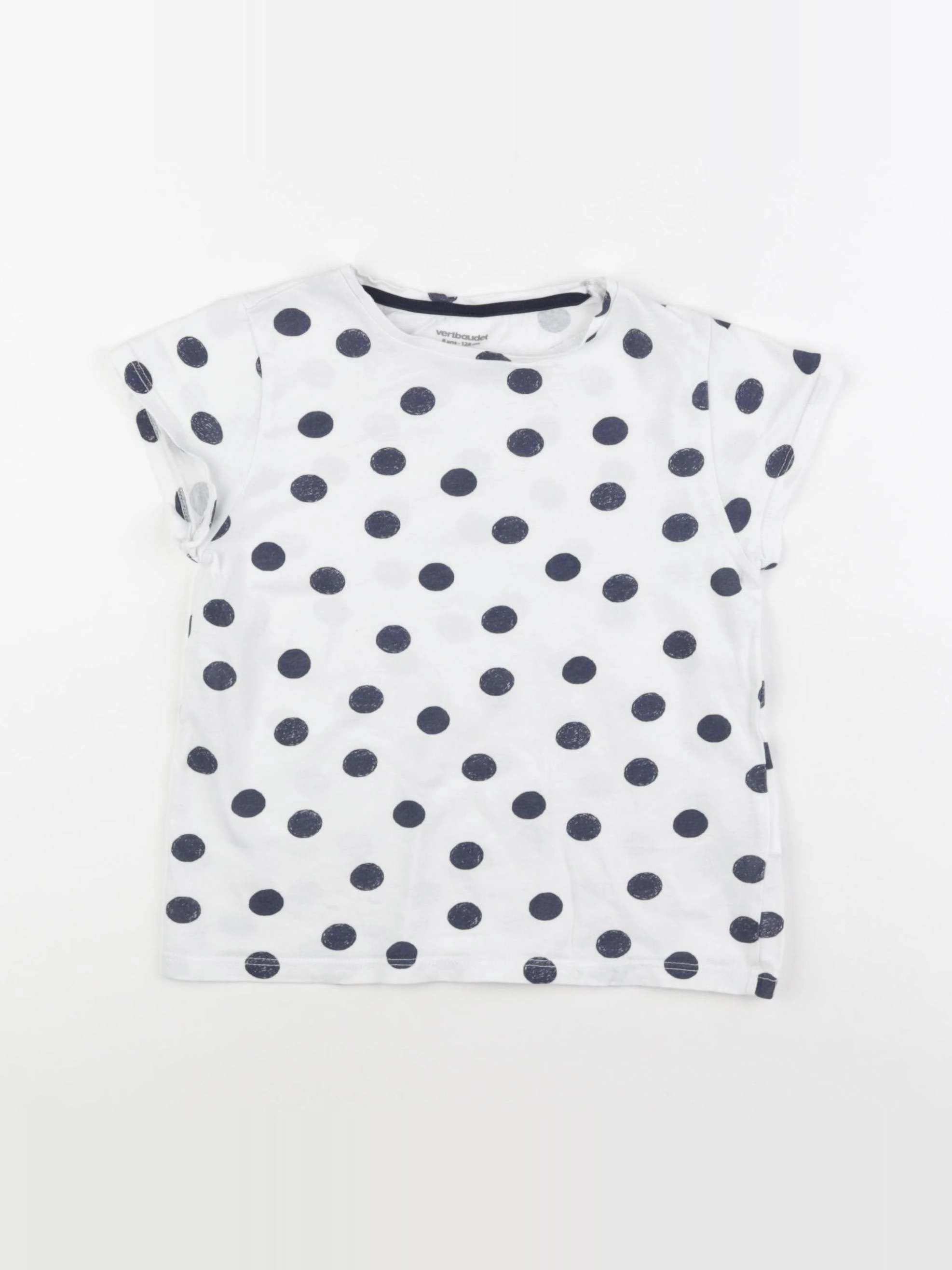 Vertbaudet - tee-shirt blanc, bleu - 8 ans