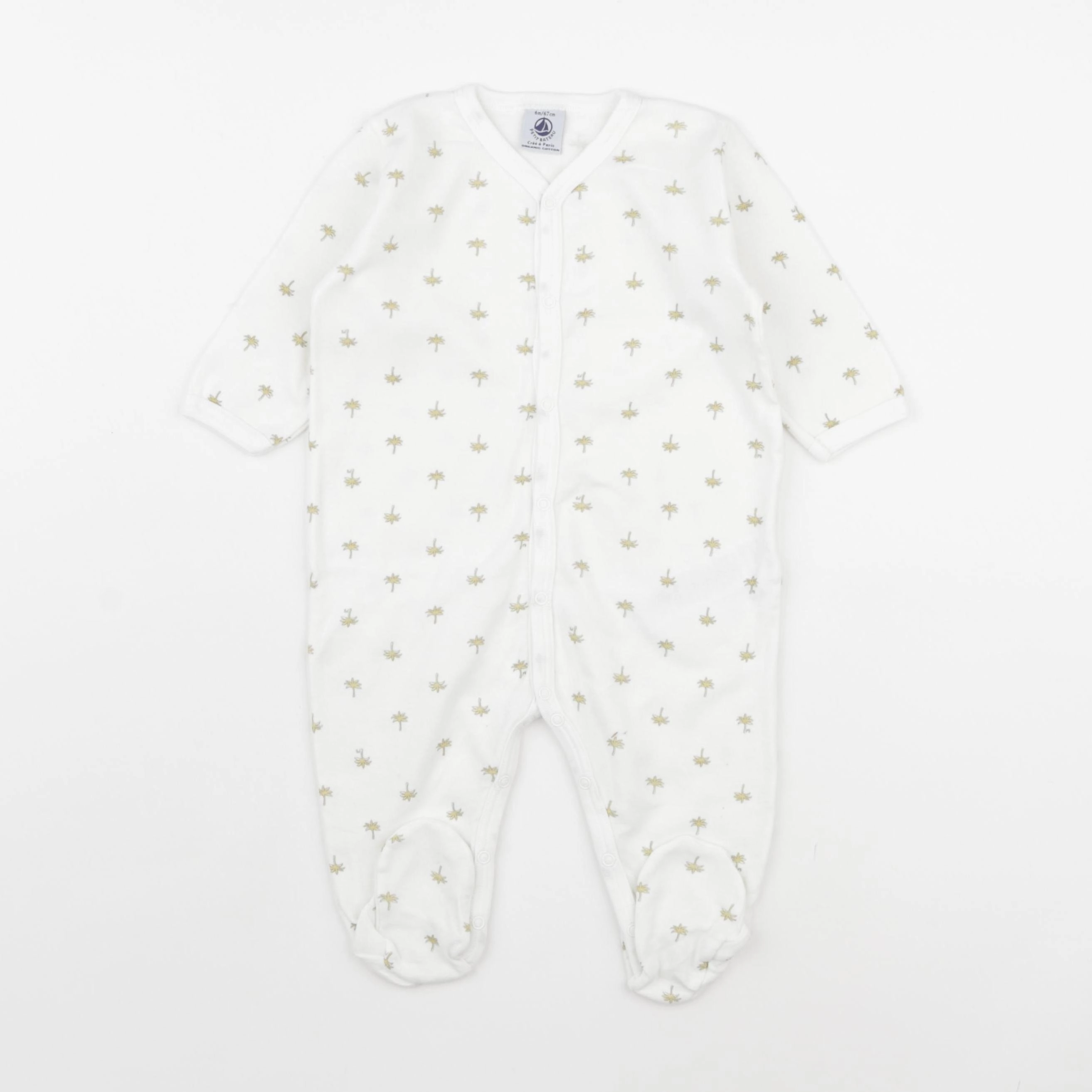Petit Bateau - pyjama coton blanc - 6 mois