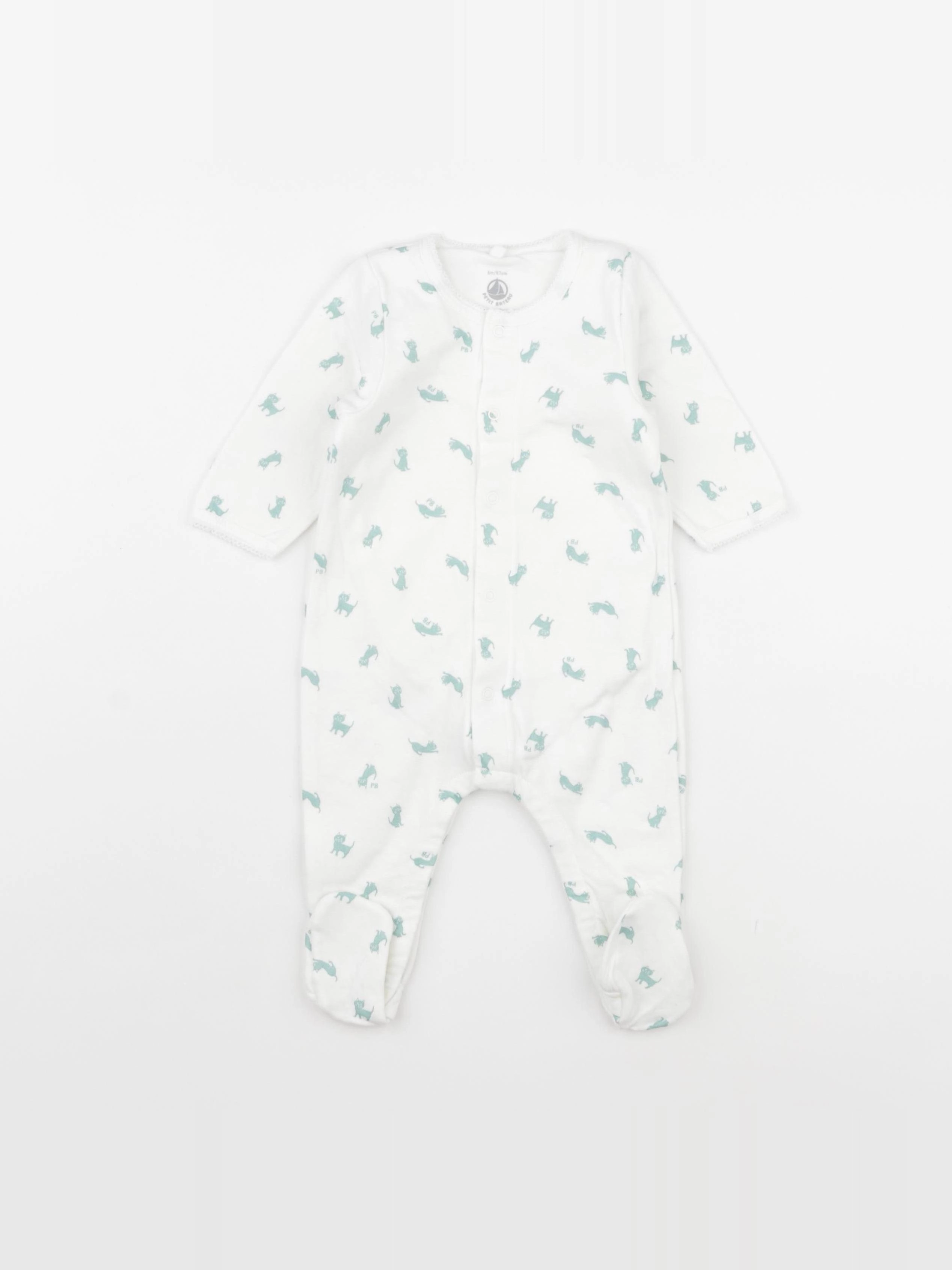 Petit Bateau - pyjama coton blanc - 6 mois