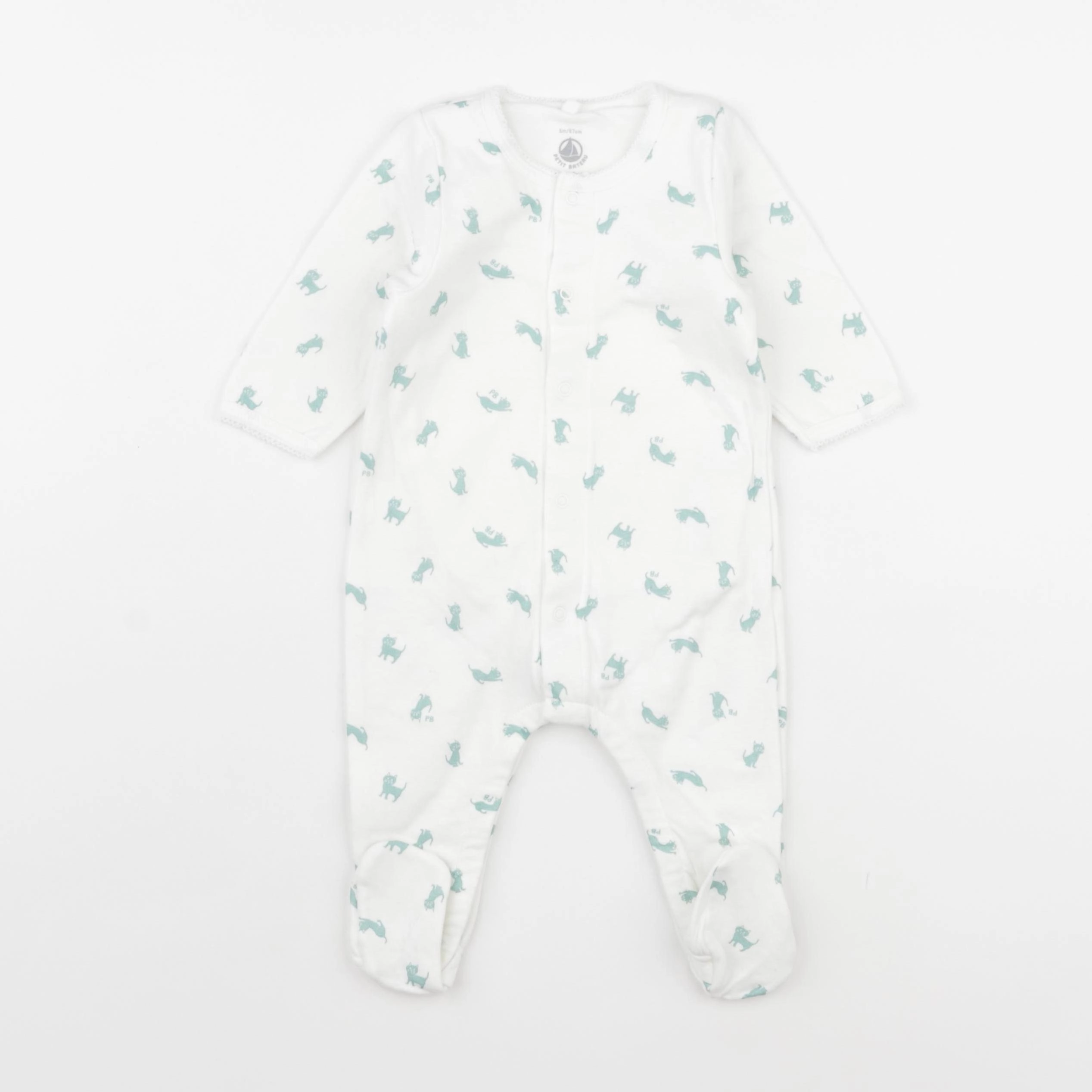 Petit Bateau - pyjama coton blanc - 6 mois