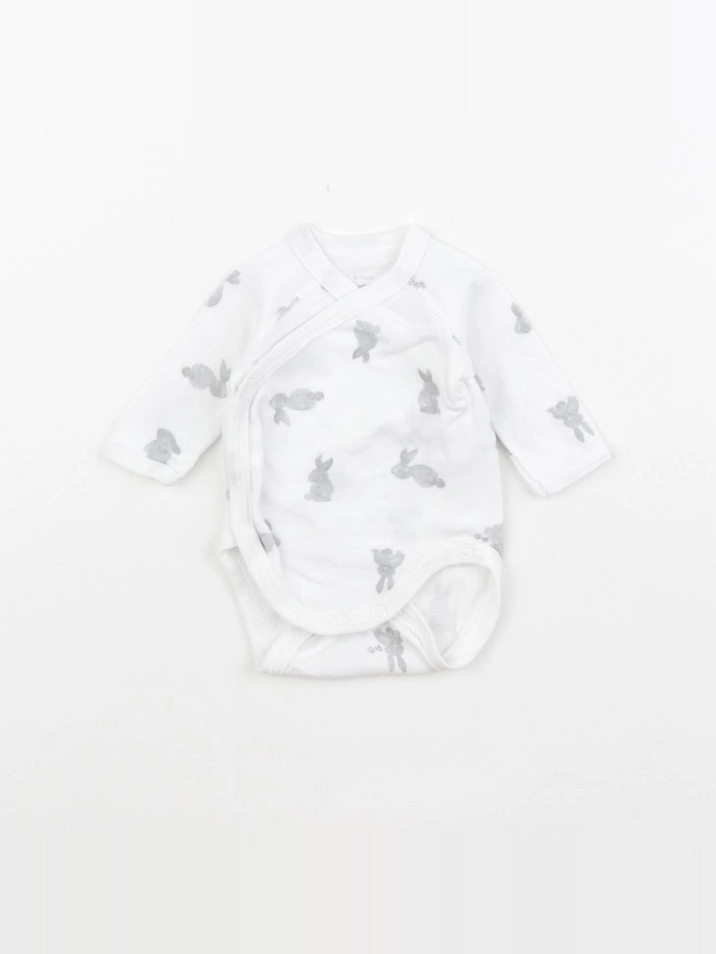 Petit Bateau - body blanc, gris - Prématuré