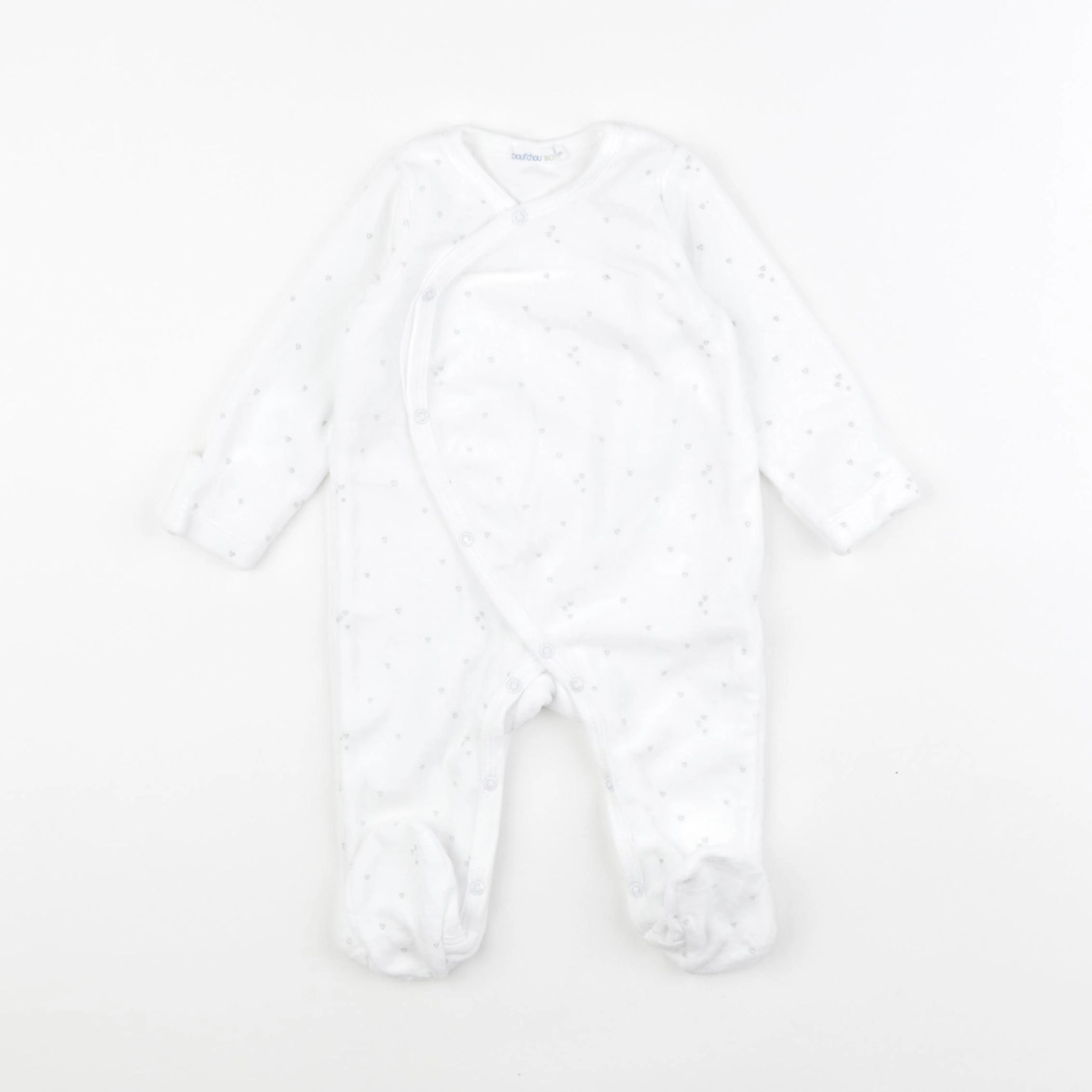 Boutchou - pyjama velours blanc, vert - 3 mois