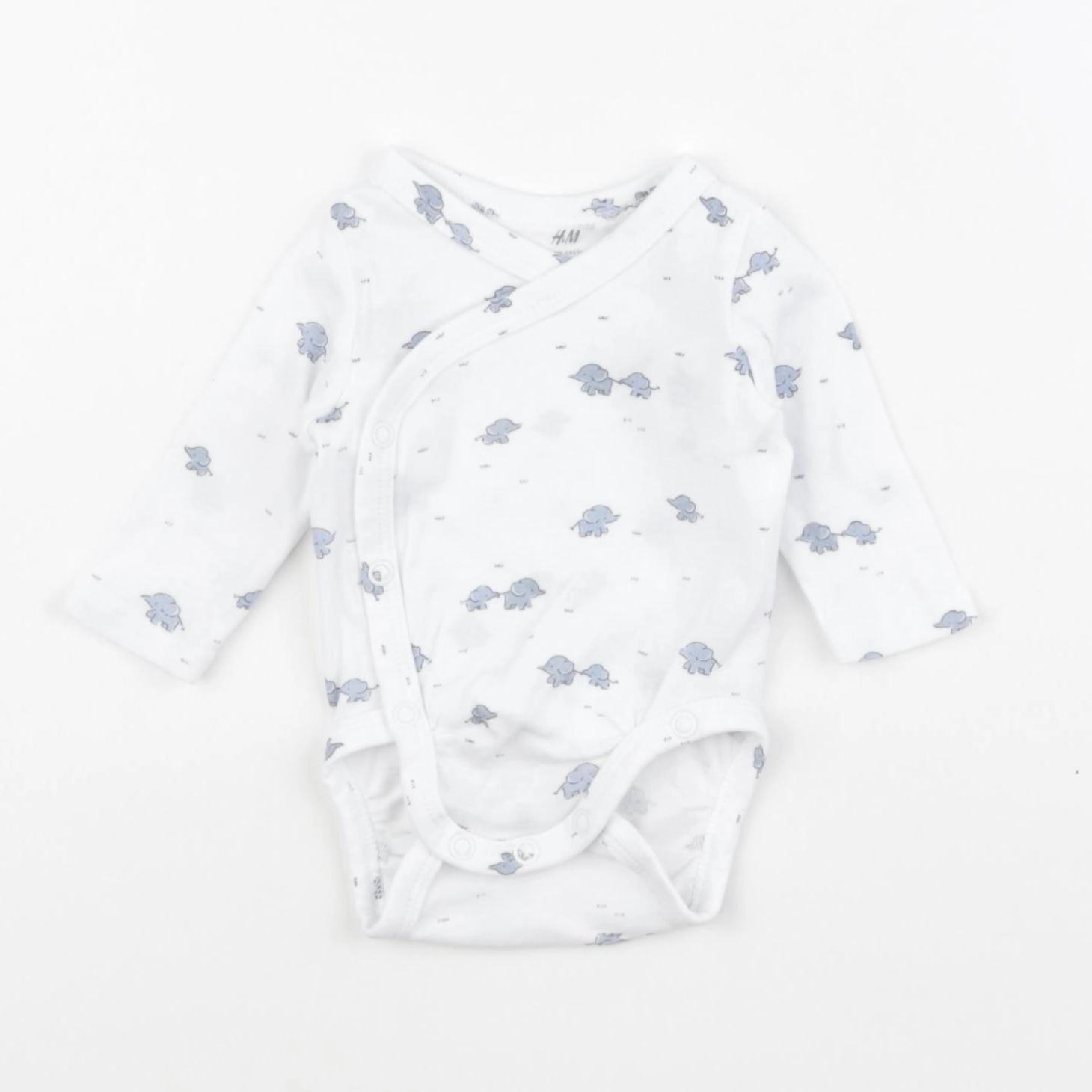 H&M - body blanc, bleu - 0/1 mois