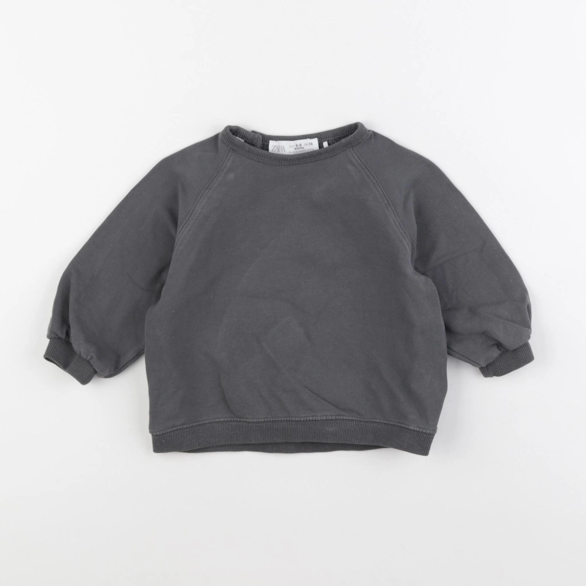 Zara - sweat gris - 6/9 mois