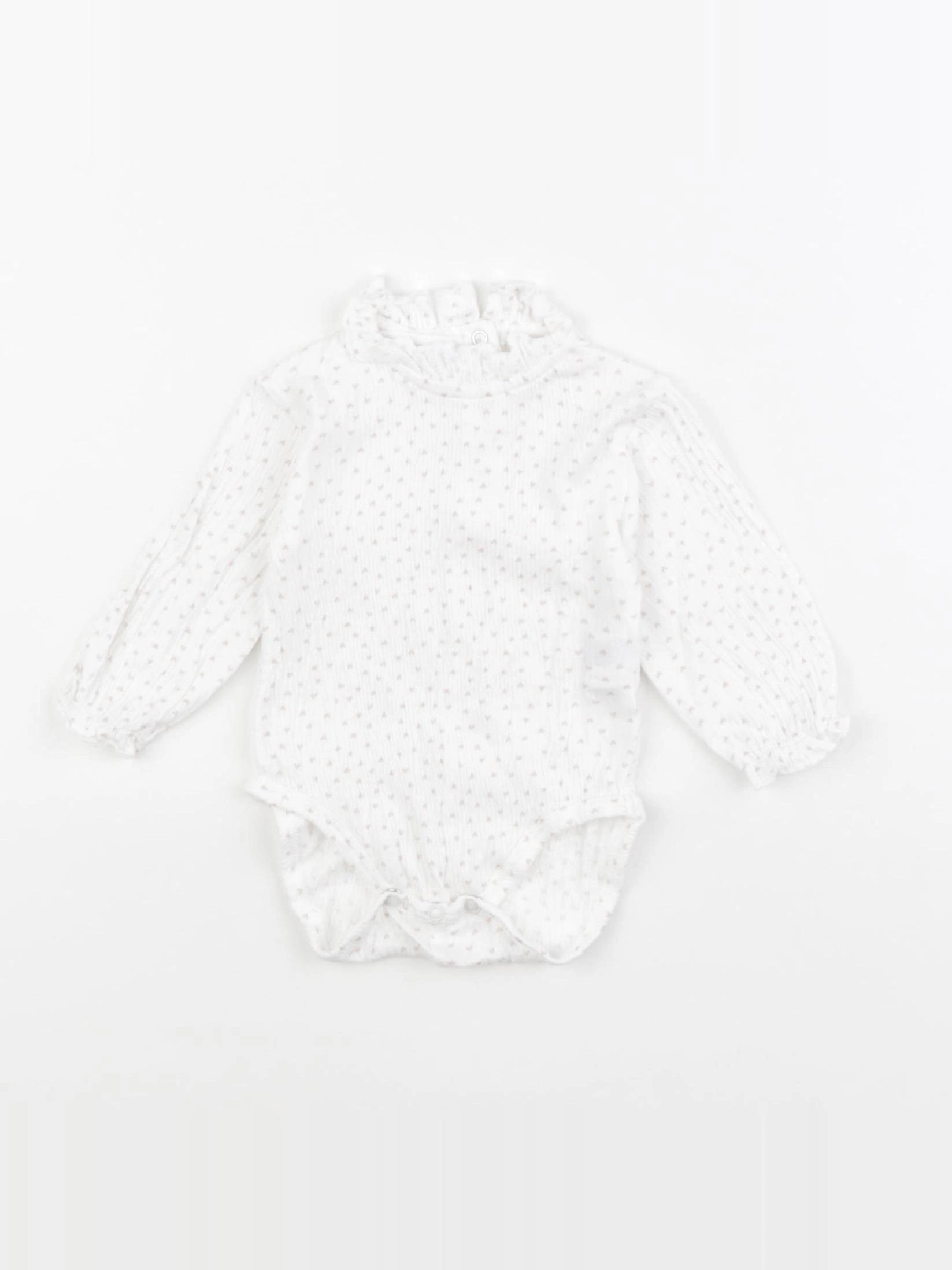 Zara - body à col blanc, rose - 1/3 mois