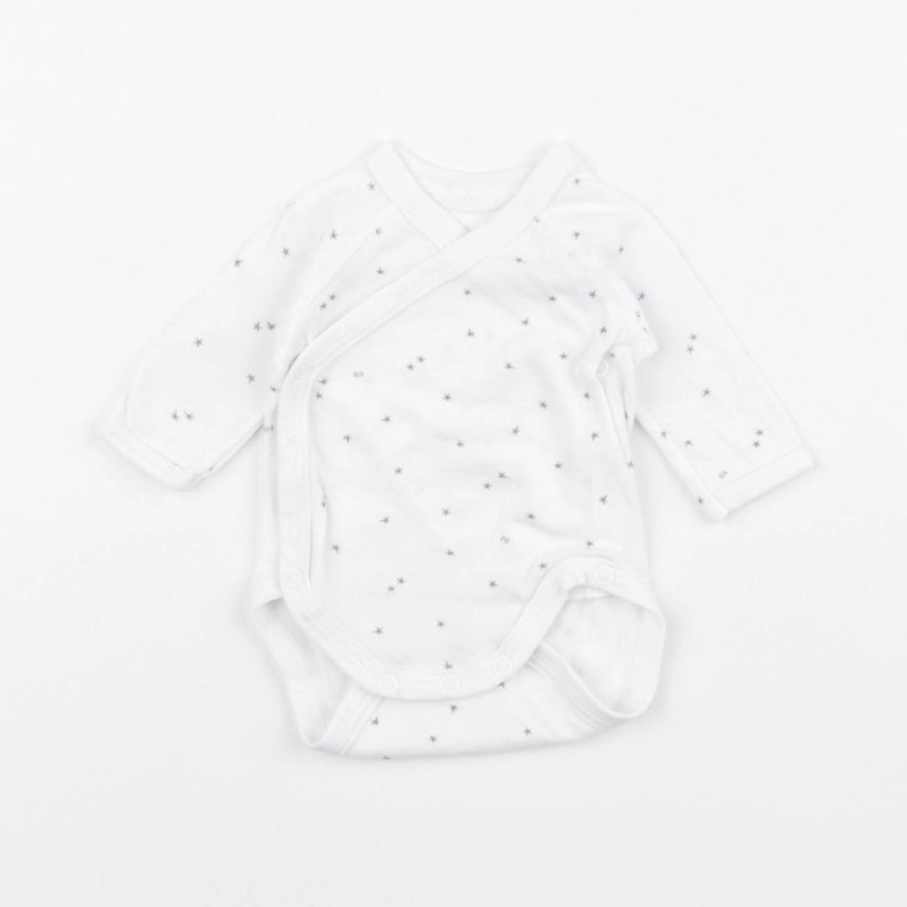 Petit Bateau - body blanc, gris - Prématuré