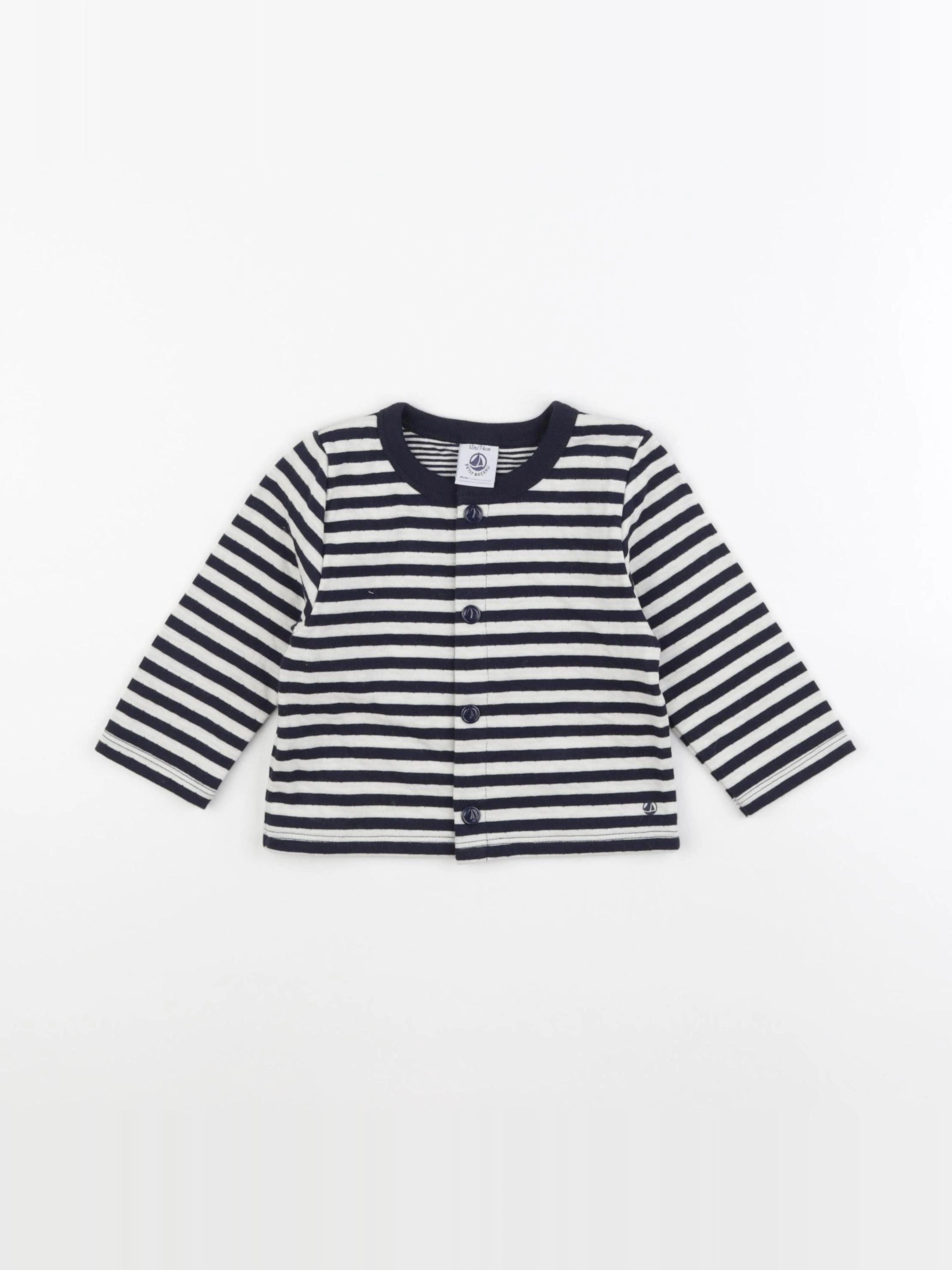 Petit Bateau - tee-shirt bleu, blanc - 12 mois