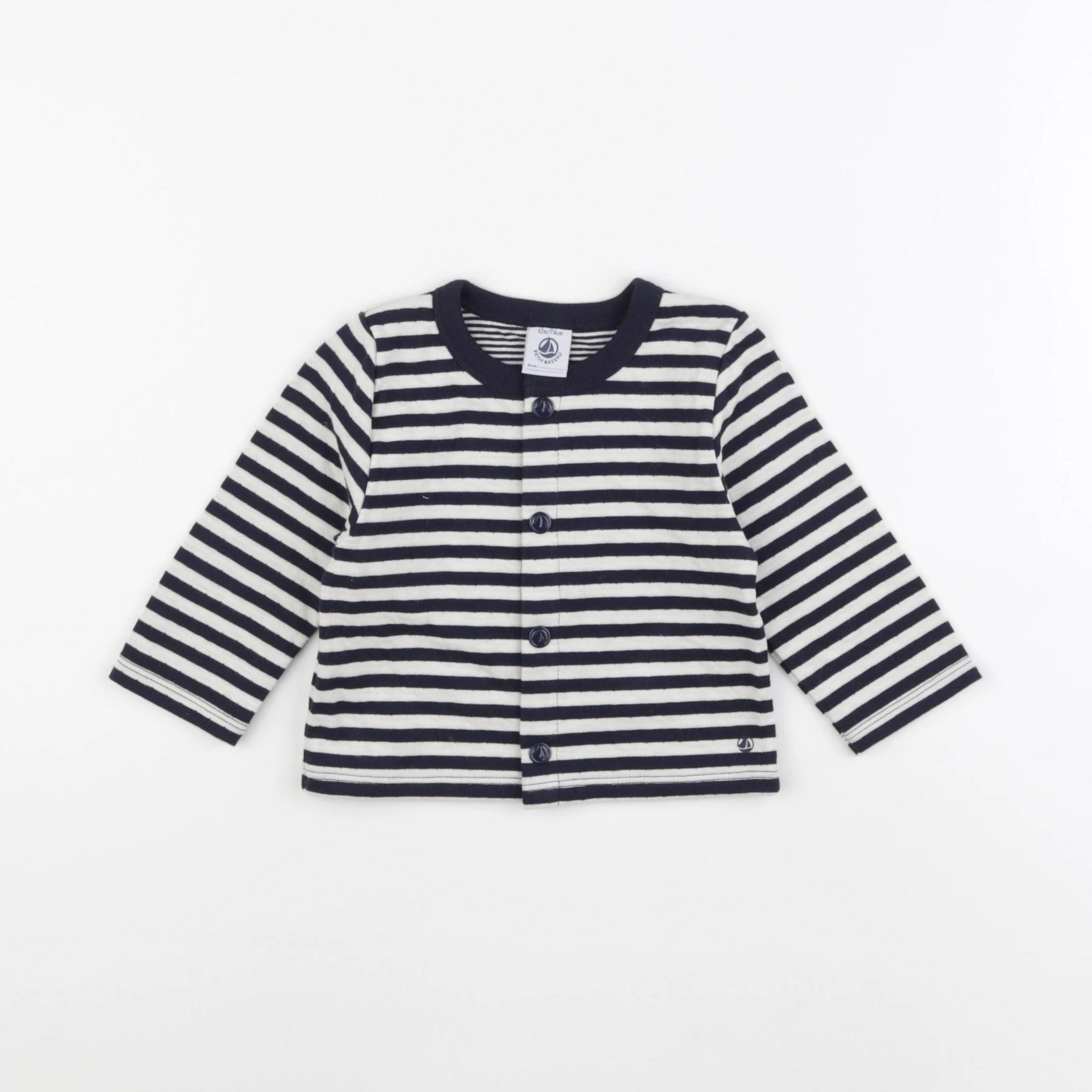Petit Bateau - tee-shirt bleu, blanc - 12 mois