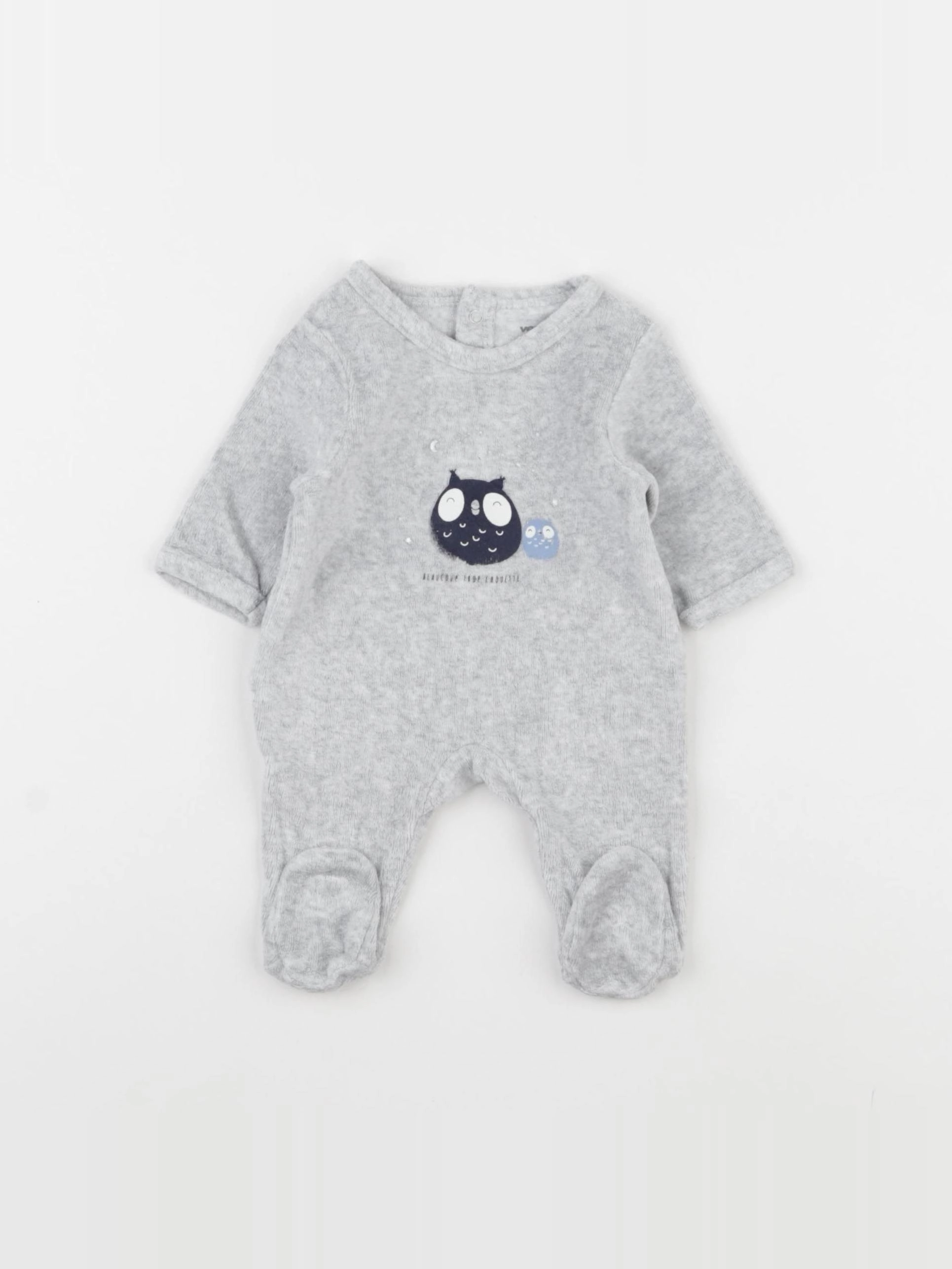 Vertbaudet - pyjama velours gris - 0 mois