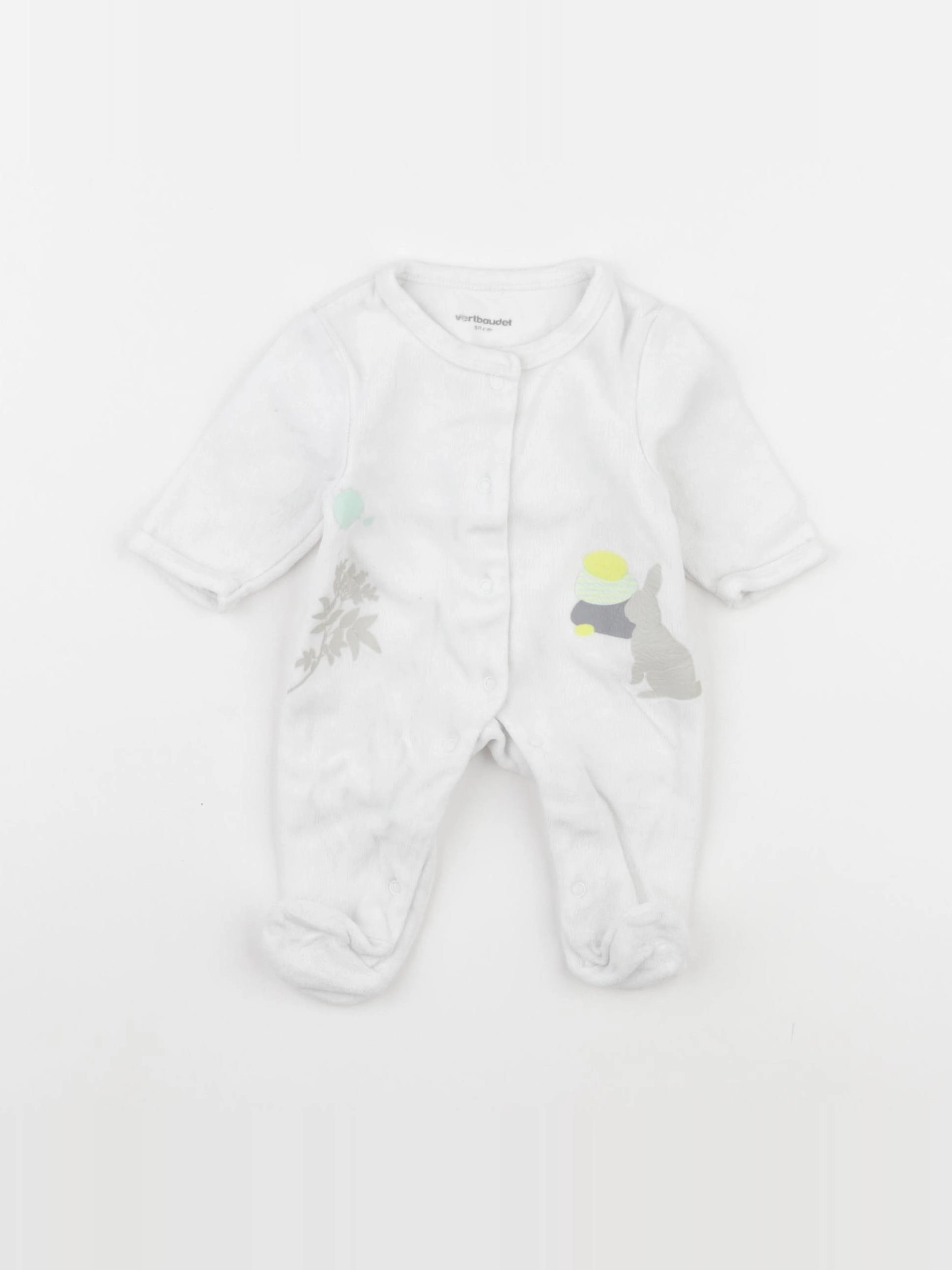 Vertbaudet - pyjama velours blanc - 0 mois
