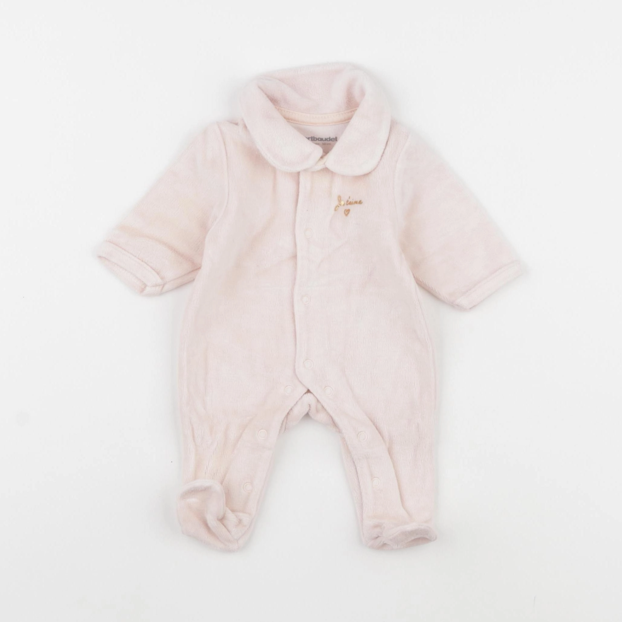 Vertbaudet - pyjama velours rose - 0 mois
