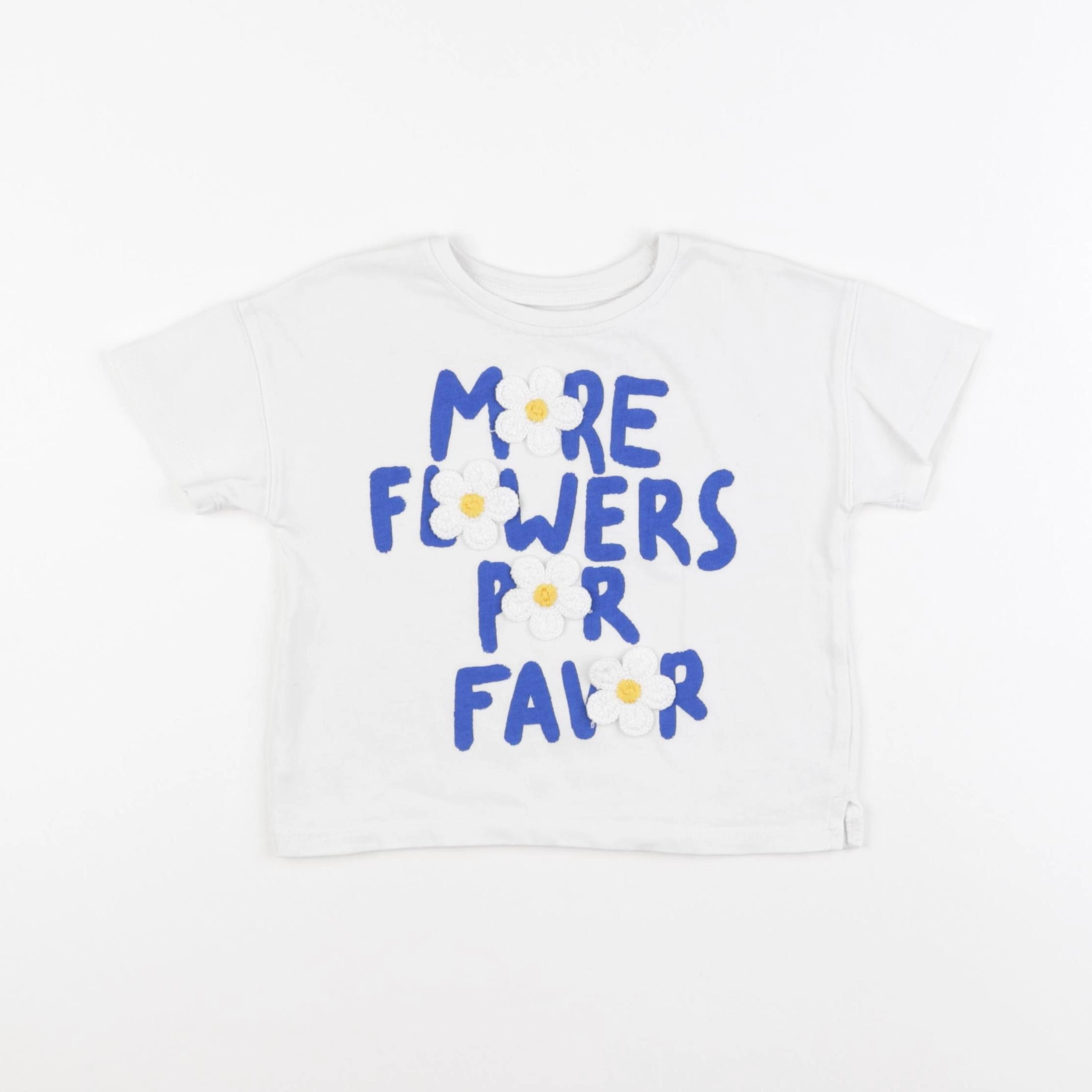 Zara - tee-shirt blanc, bleu - 3 ans