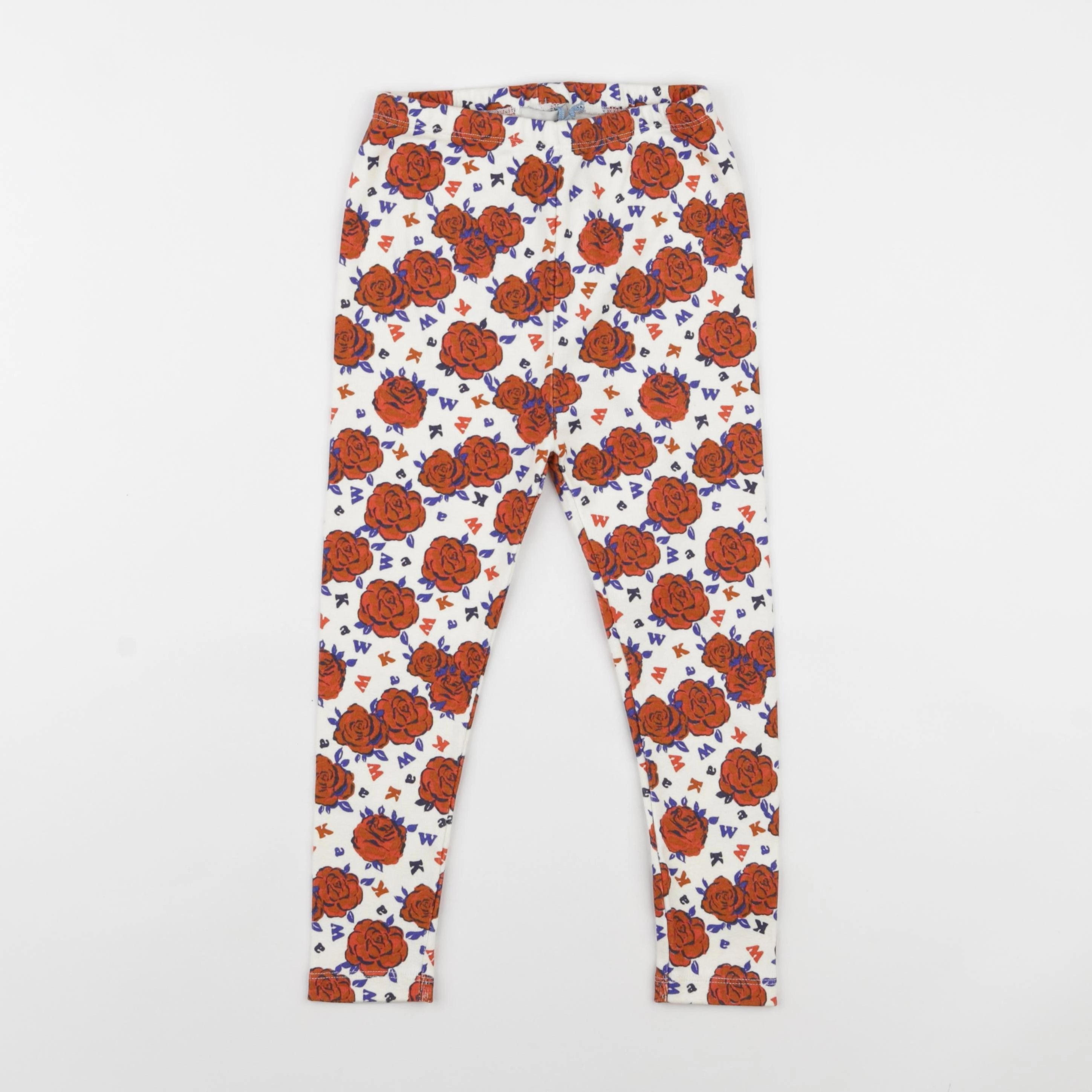 We are kids - Legging Nour Ribbed Jersey Big Flowers rouge - 12/18 mois