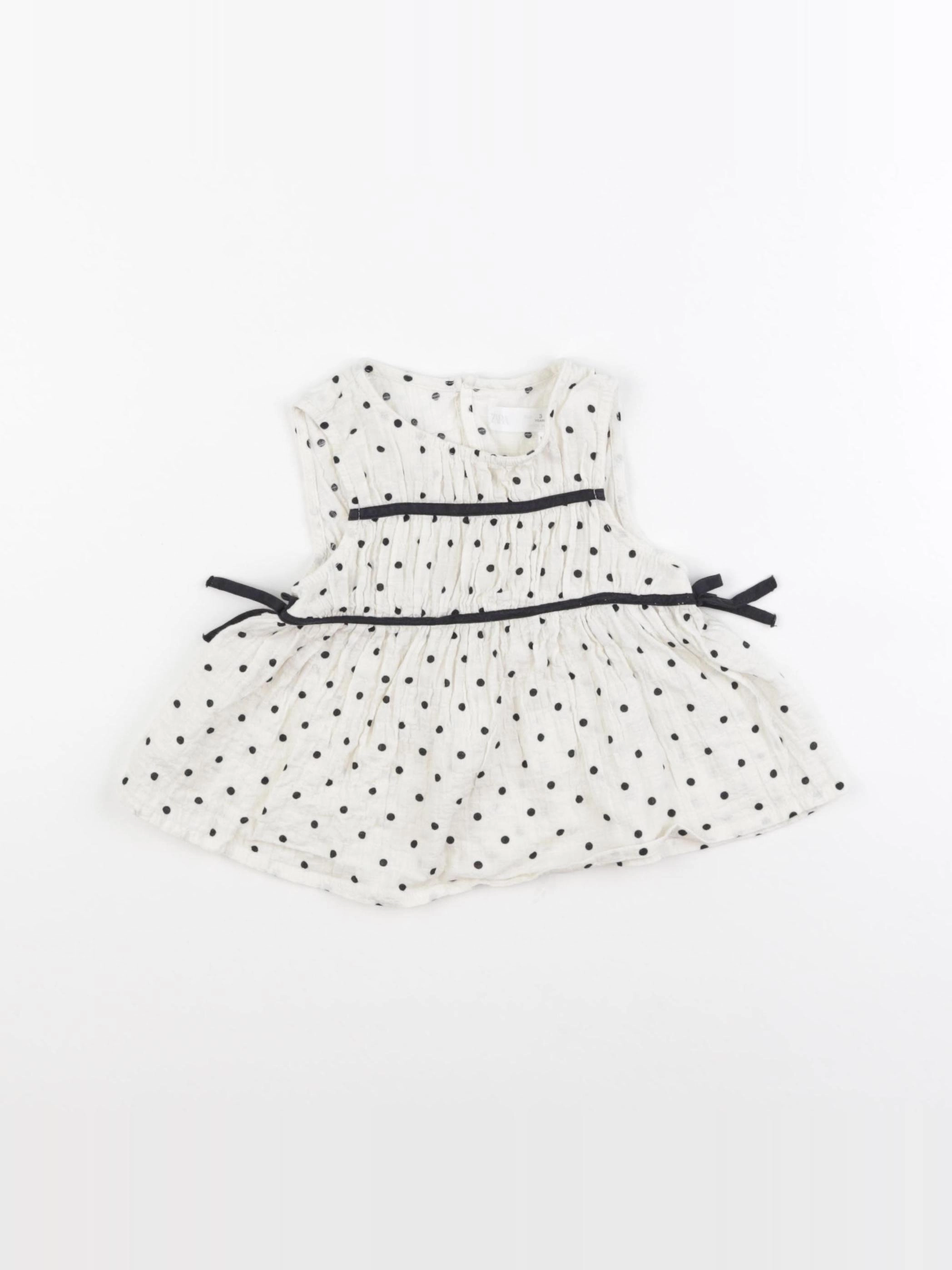 Zara - blouse beige, noir - 3 ans