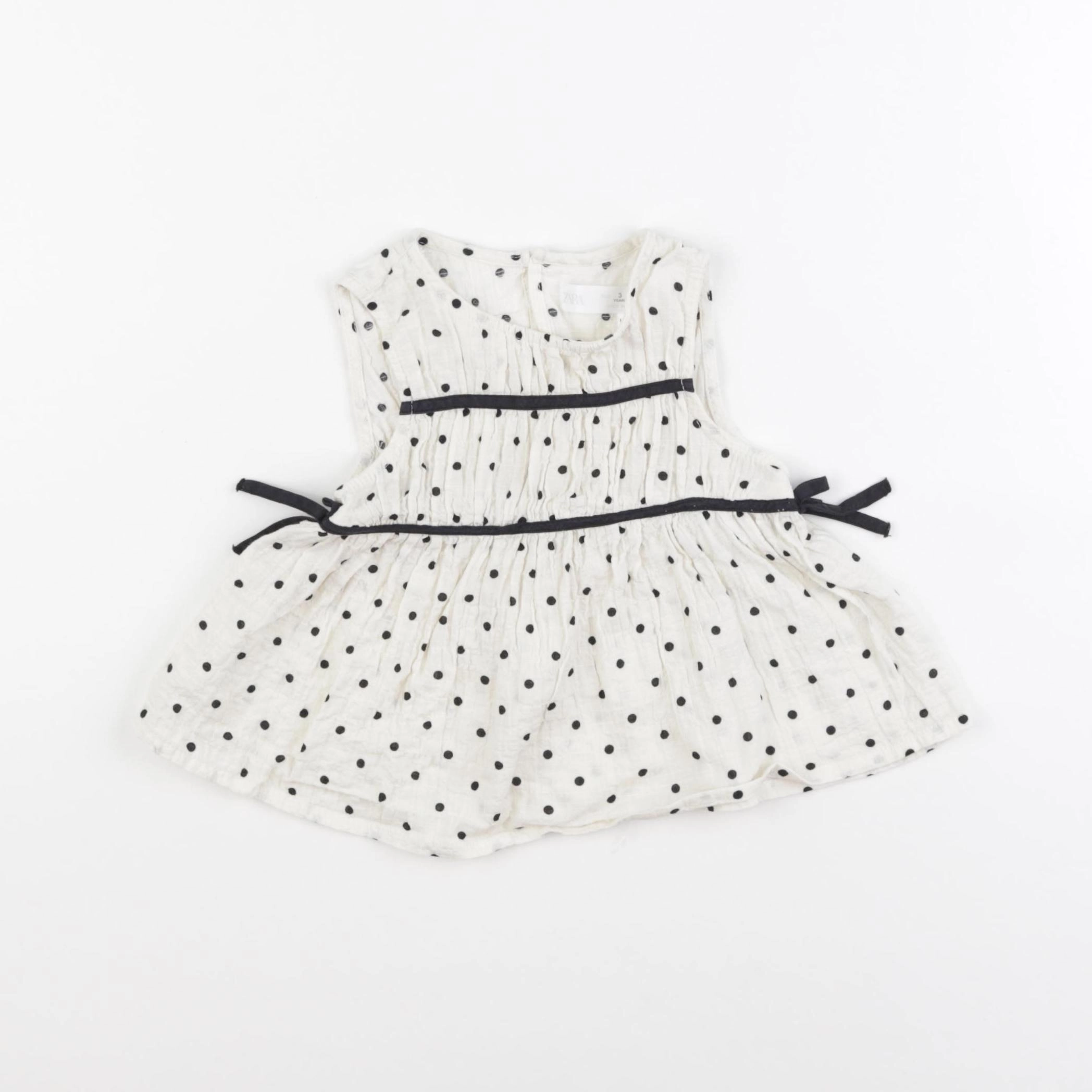 Zara - blouse beige, noir - 3 ans