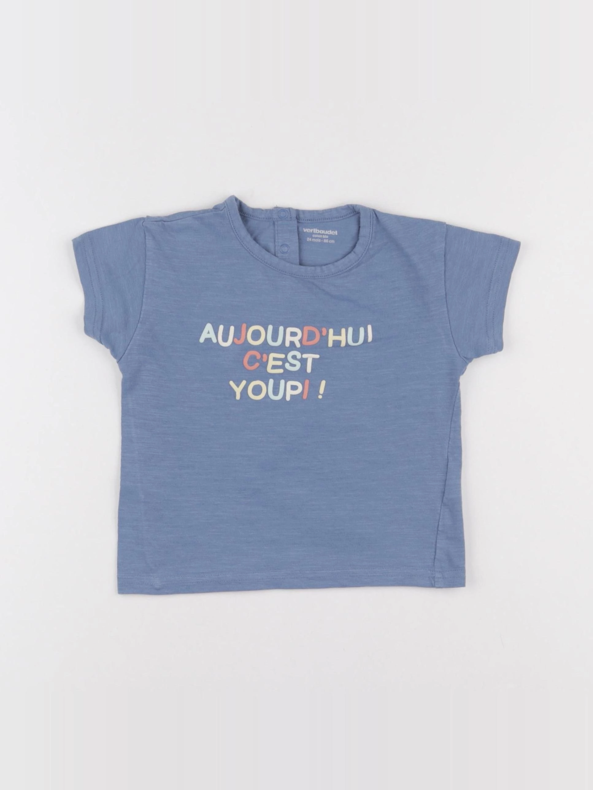 Vertbaudet - tee-shirt bleu - 24 mois