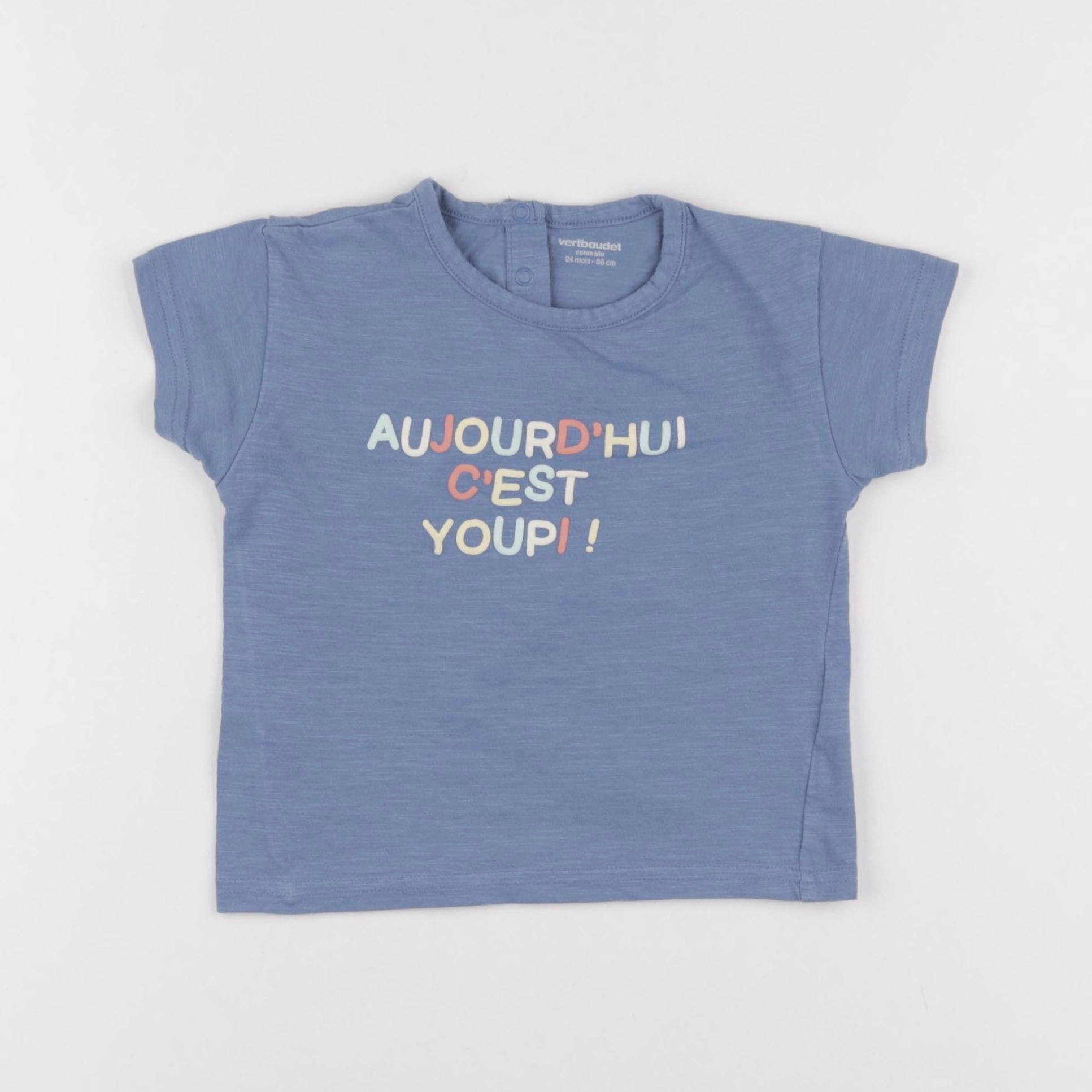 Vertbaudet - tee-shirt bleu - 24 mois