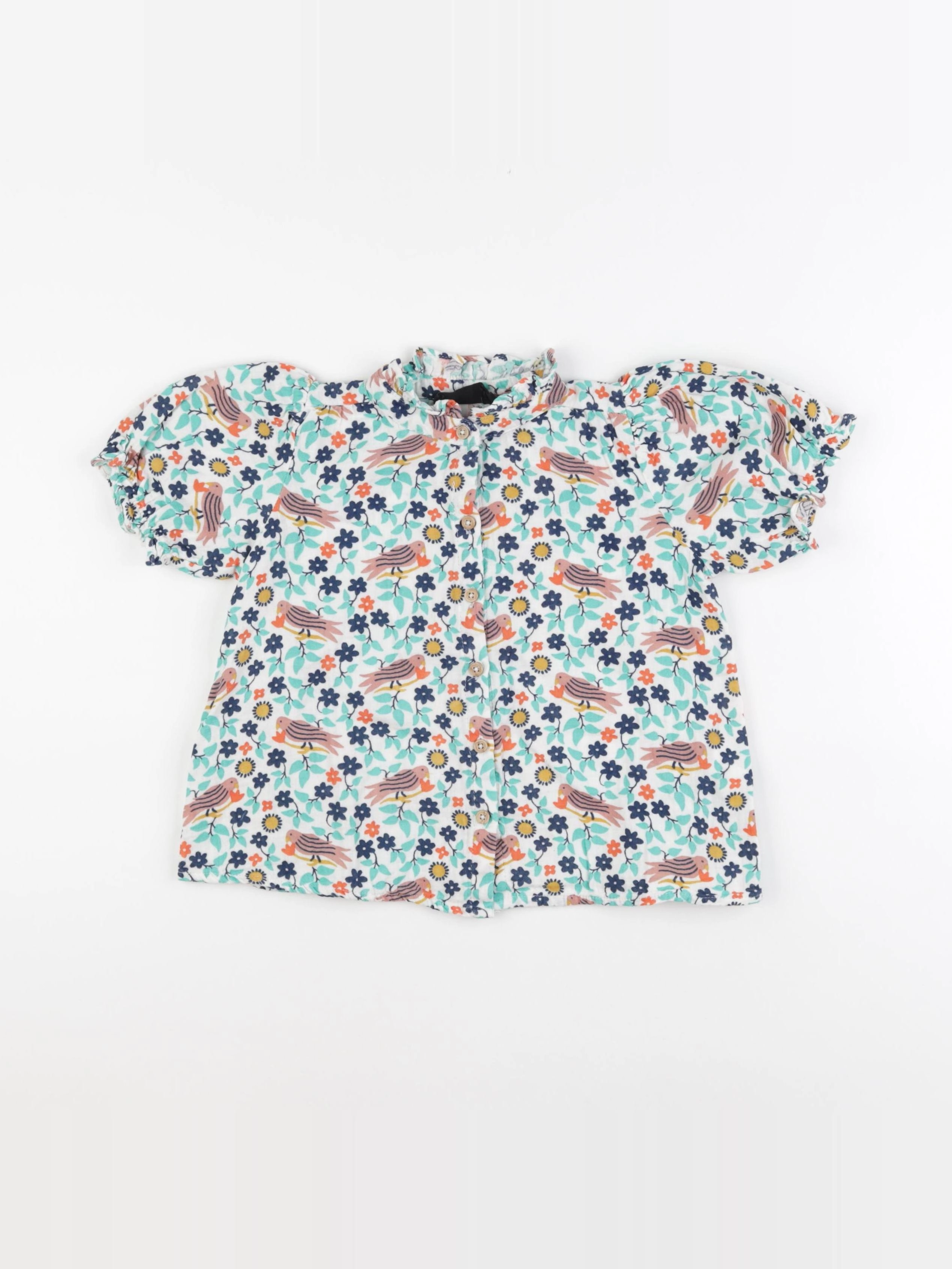 Monoprix - blouse blanc, vert - 4 ans