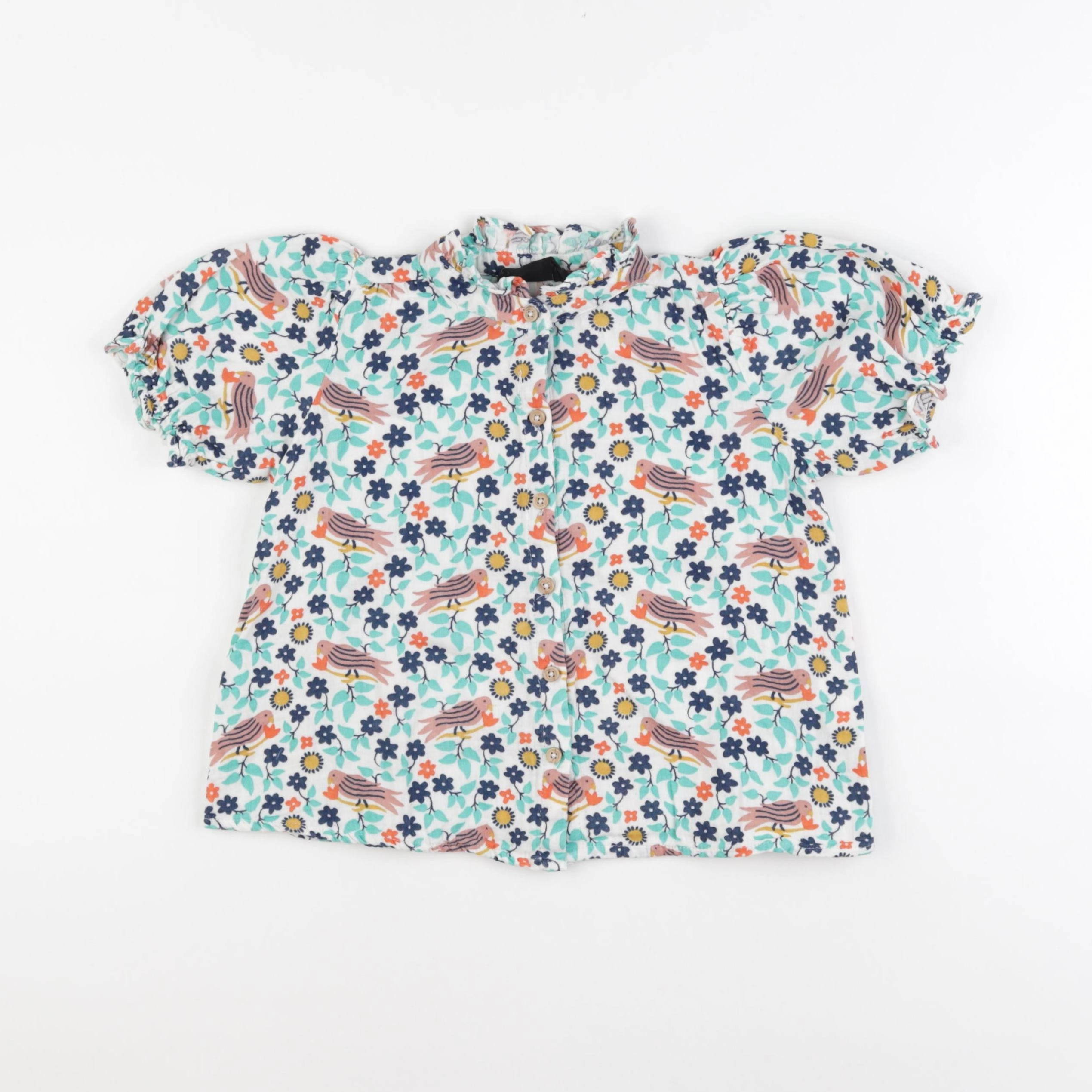 Monoprix - blouse blanc, vert - 4 ans