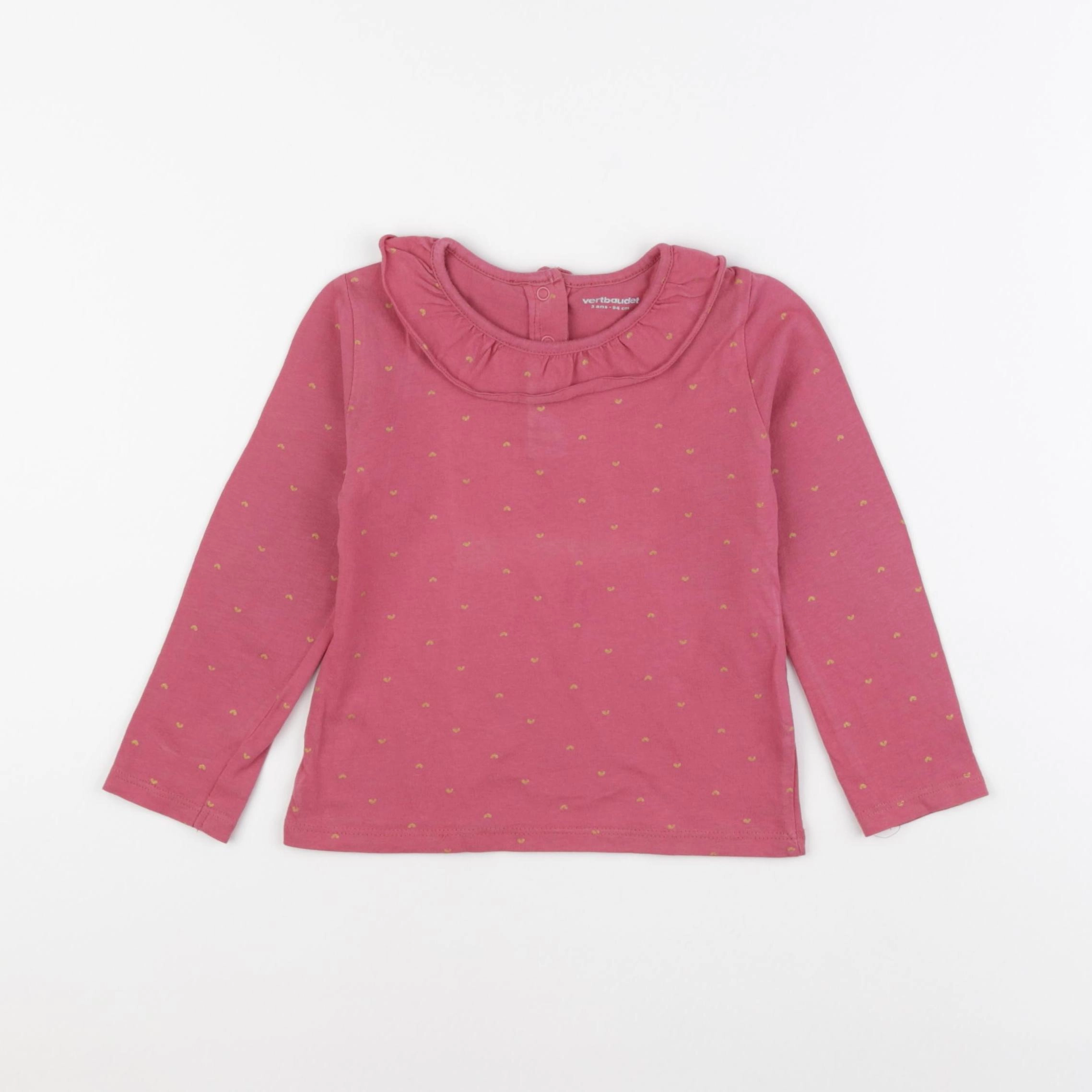 Vertbaudet - tee-shirt rose, or - 3 ans