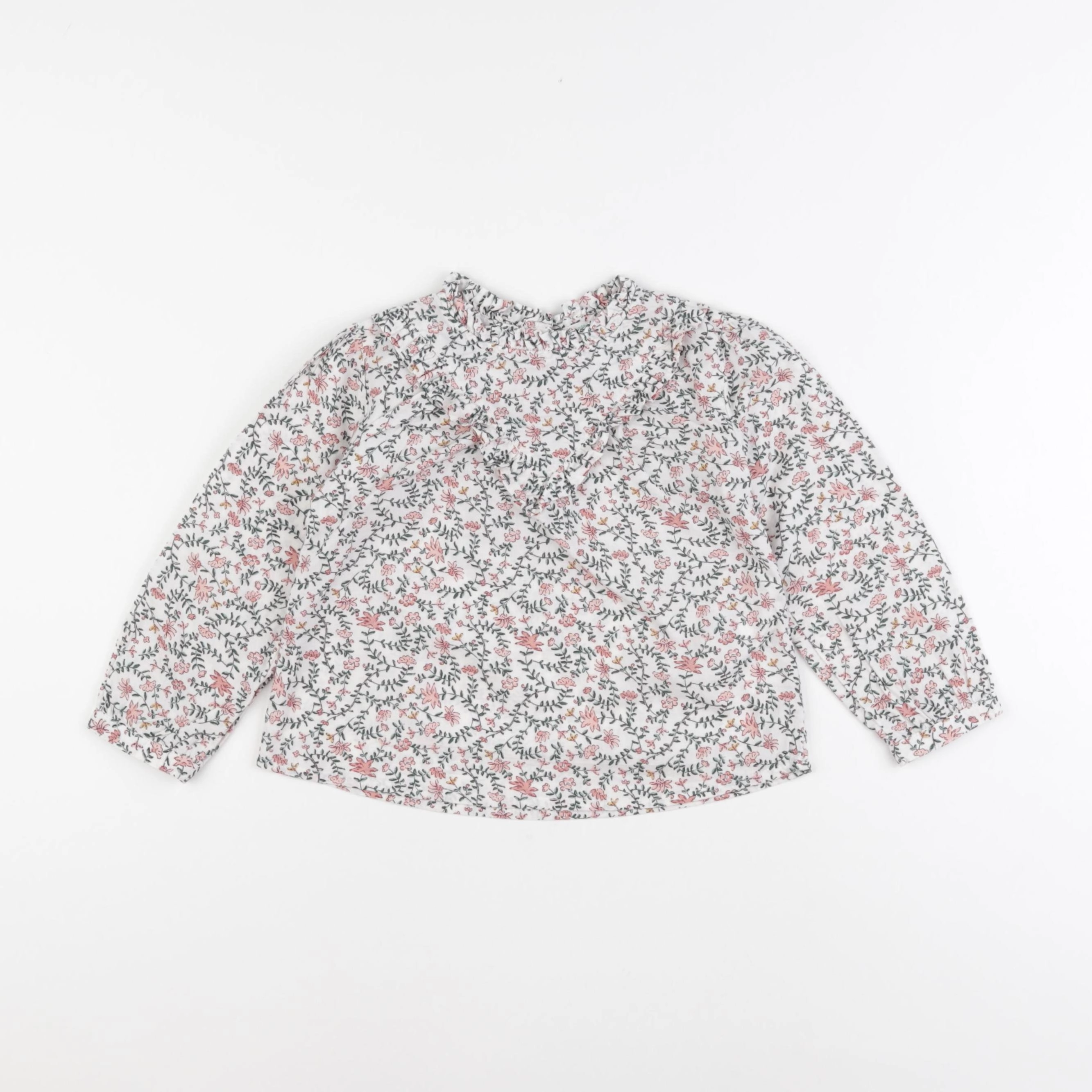Vertbaudet - blouse blanc, vert - 3 ans