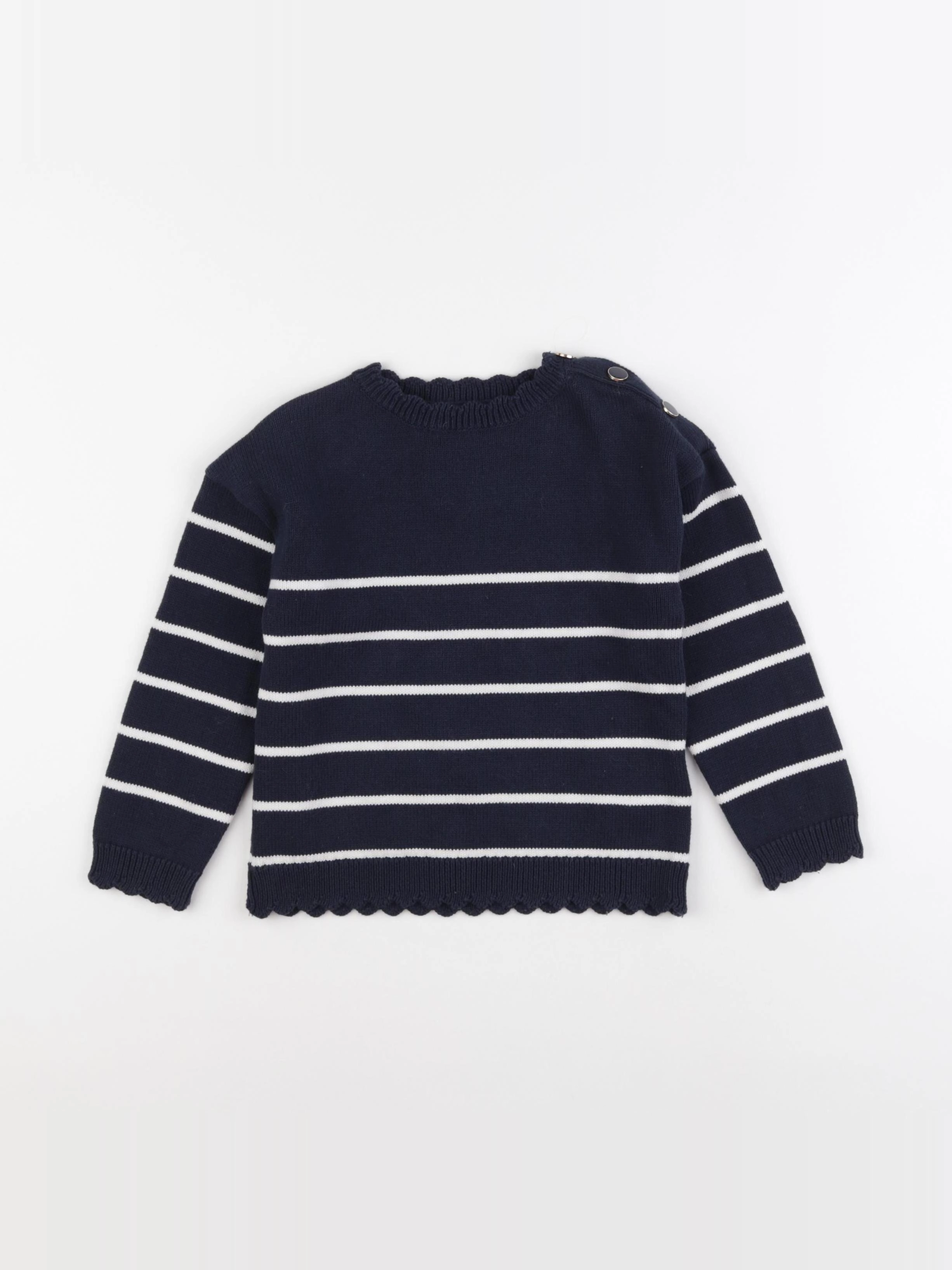 Vertbaudet - pull bleu, blanc - 5 ans