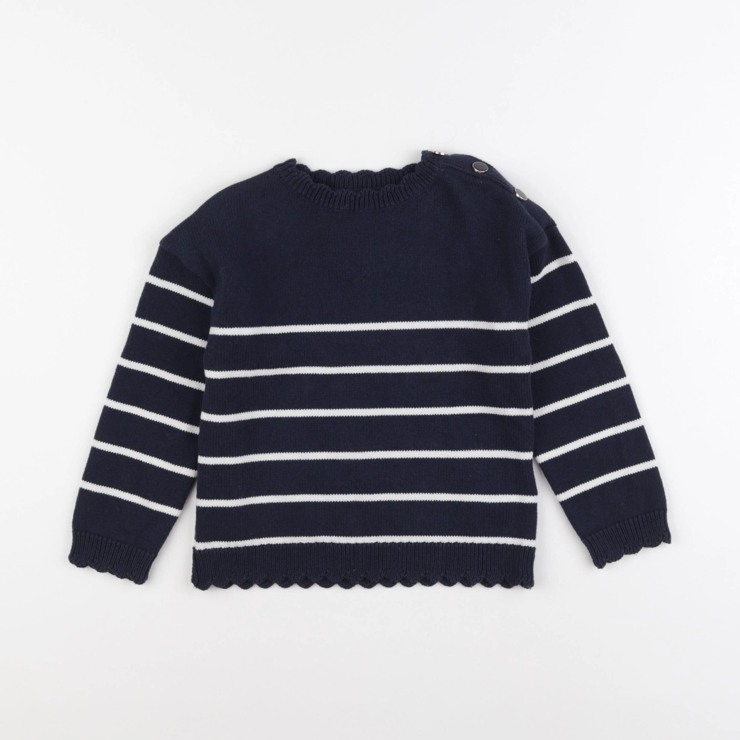 Vertbaudet - pull bleu, blanc - 5 ans