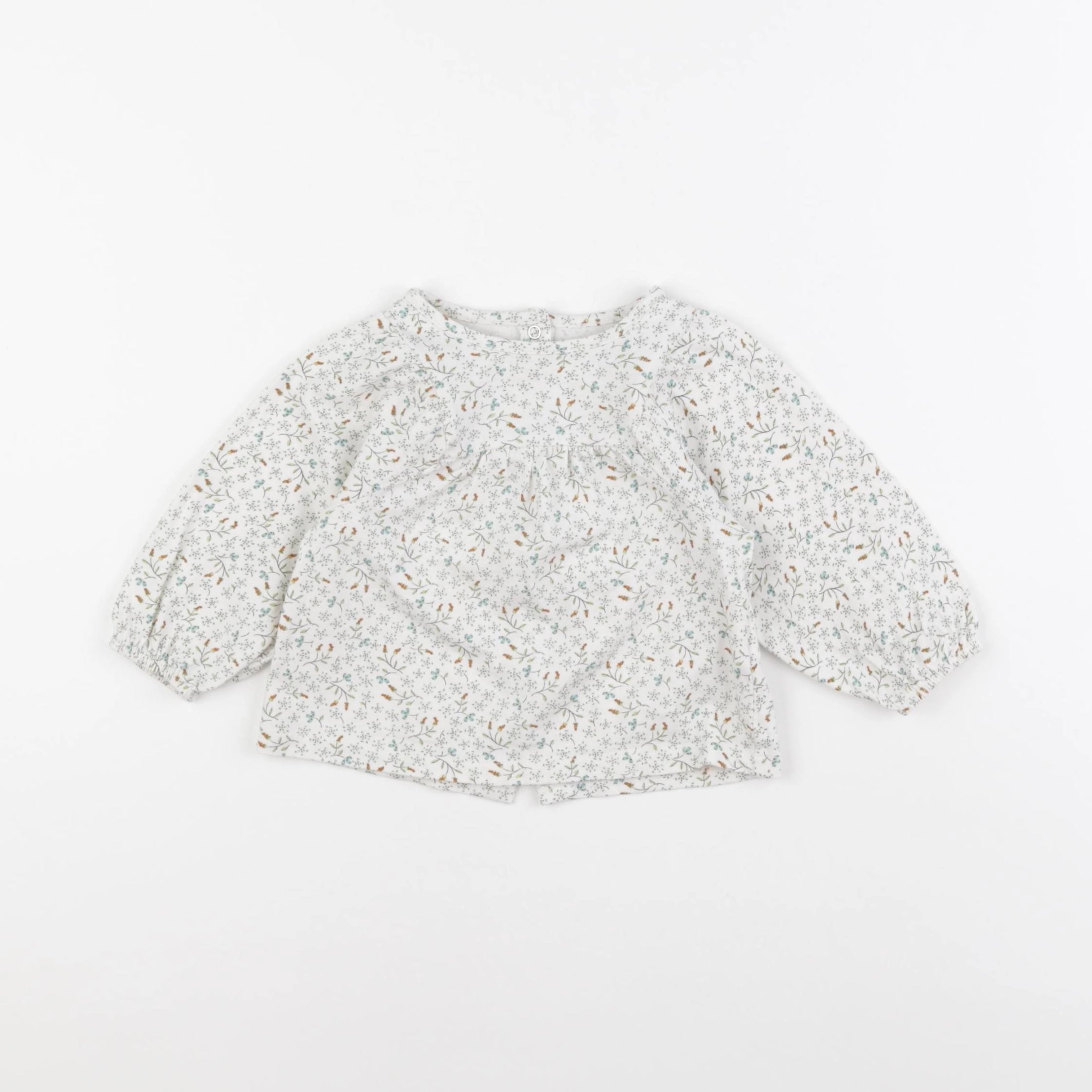 Vertbaudet - tee-shirt blanc, vert - 9 mois