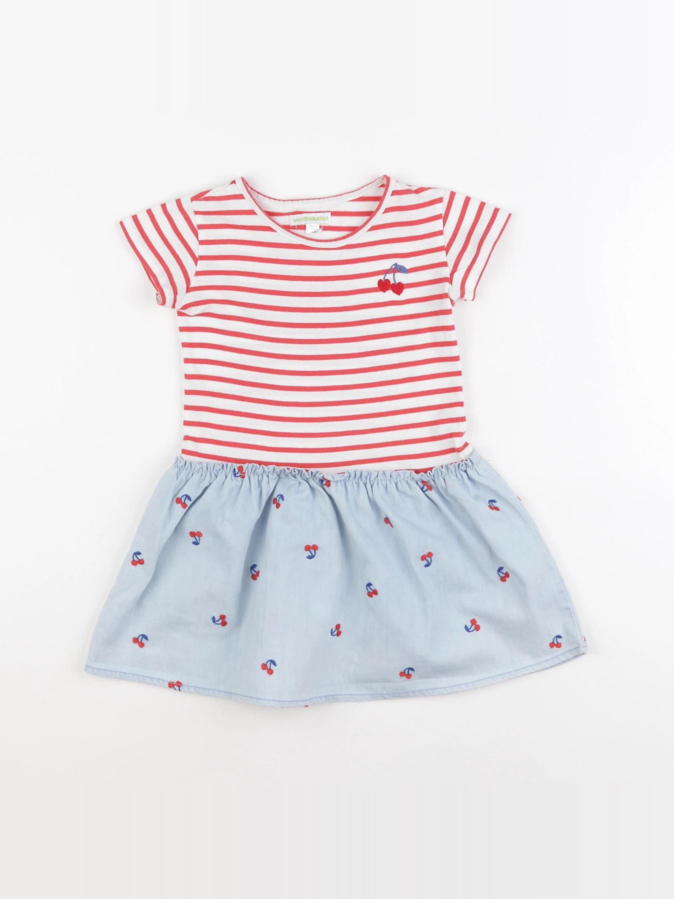 Vertbaudet - robe bleu, rouge - 3 ans