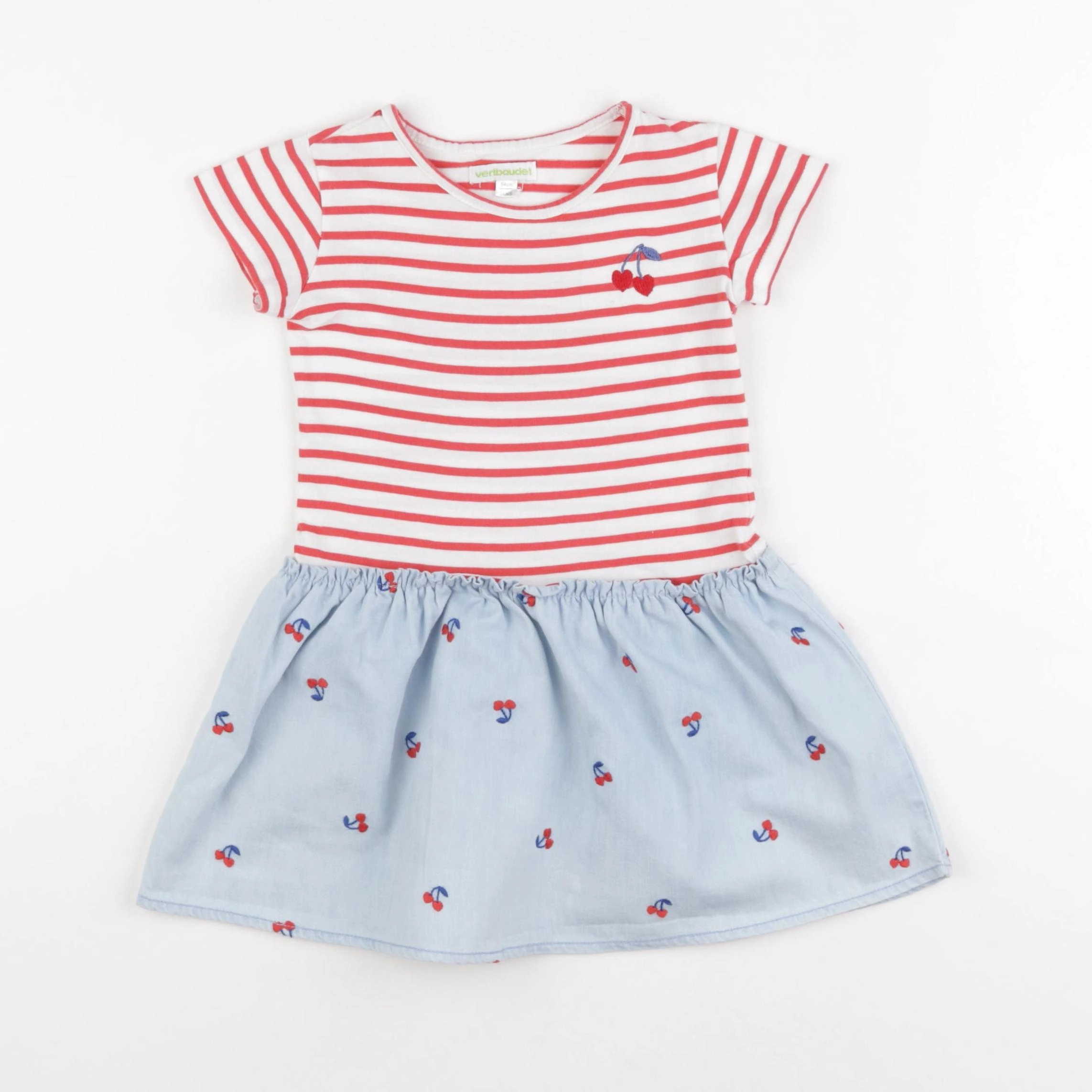Vertbaudet - robe bleu, rouge - 3 ans