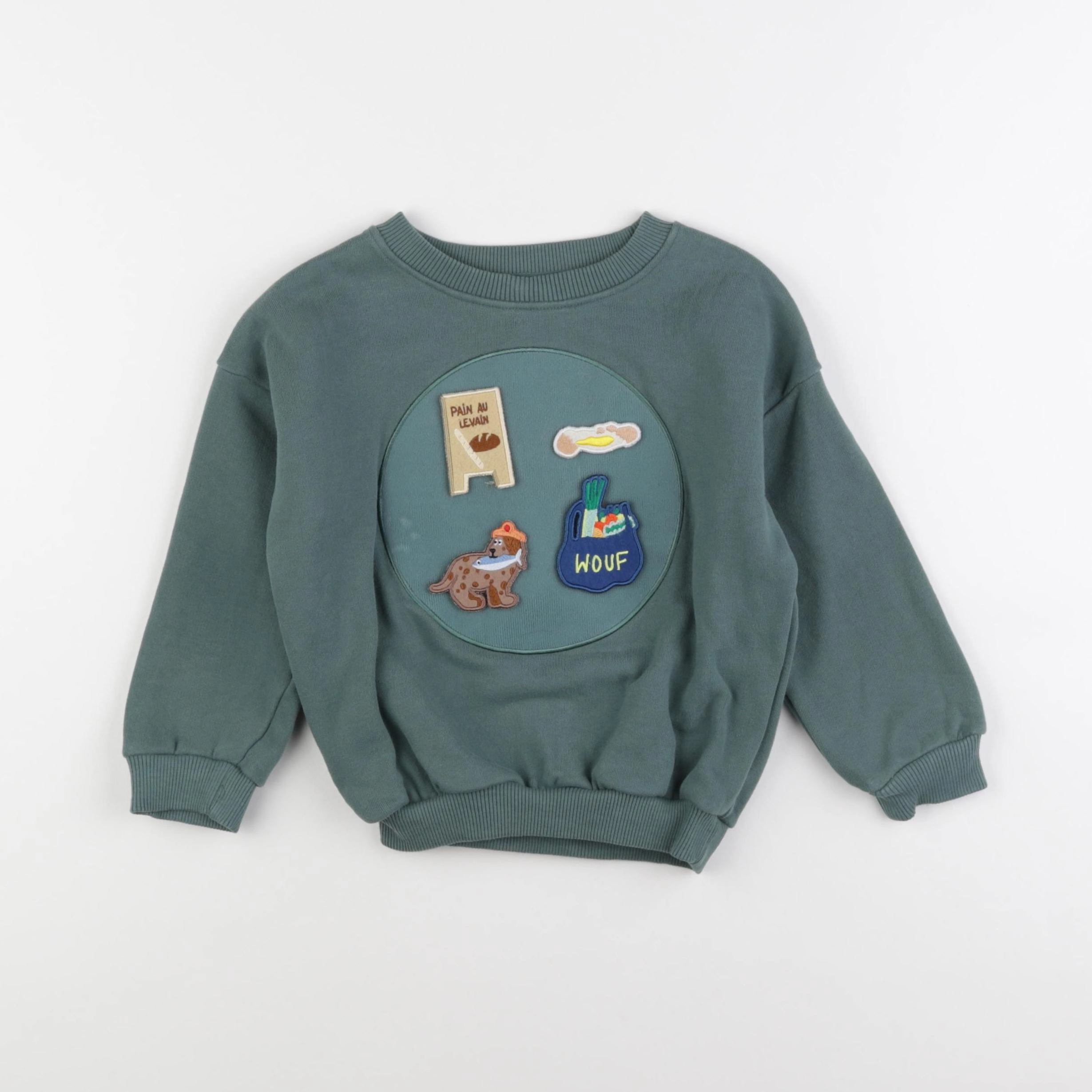 Bleu citron - sweat vert - 3/4 ans