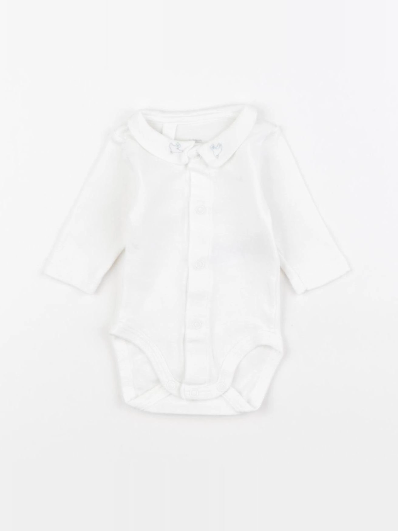Petit Bateau - body à col blanc - 0 mois