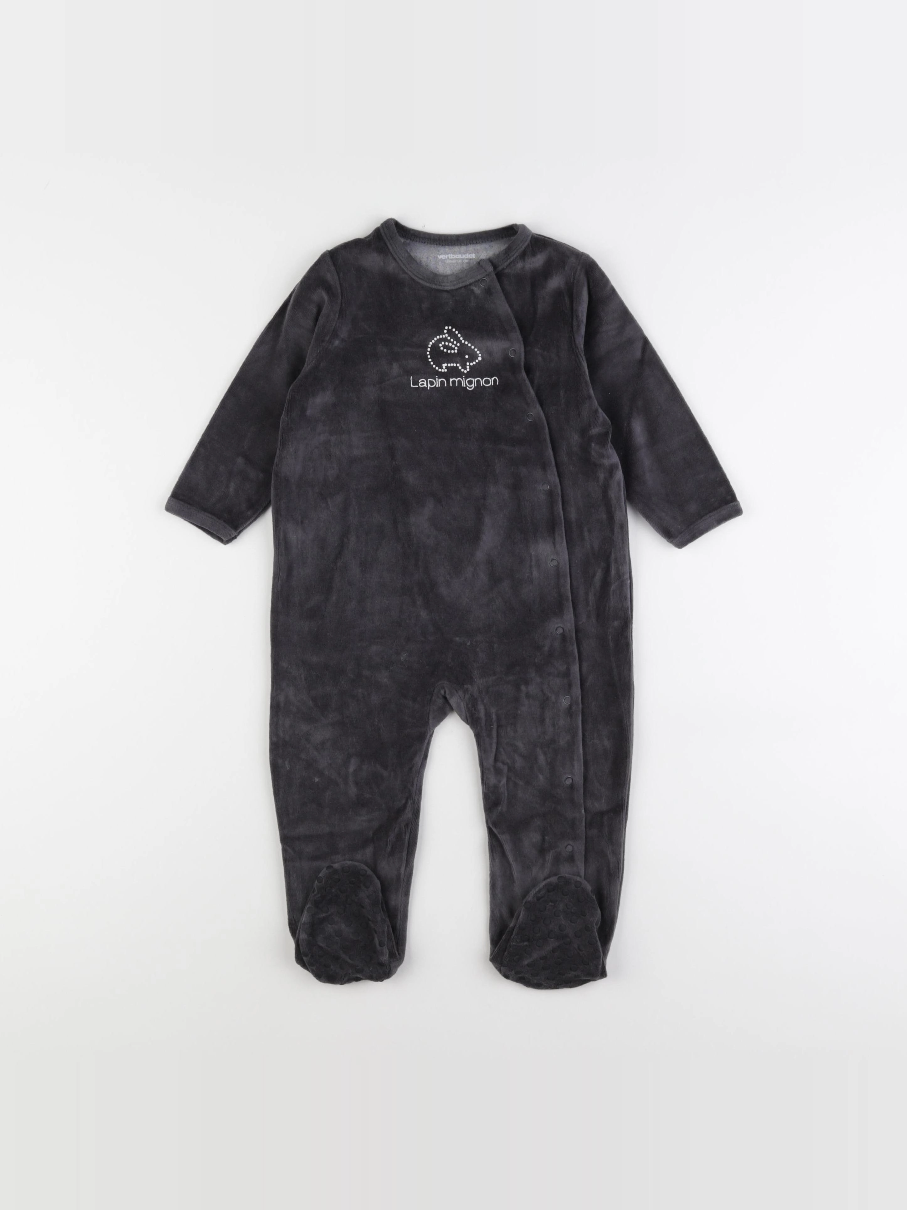 Vertbaudet - pyjama velours gris - 12/18 mois