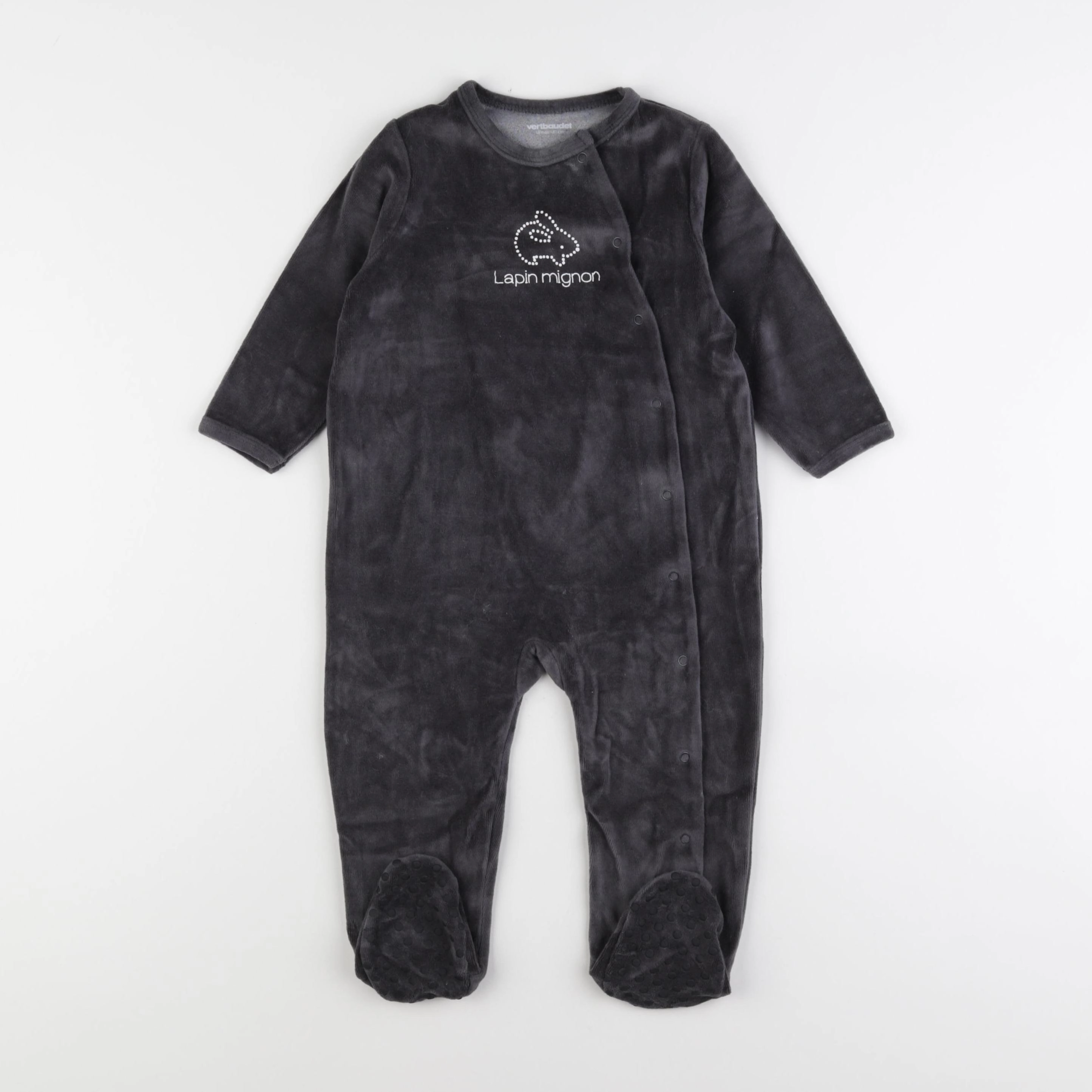 Vertbaudet - pyjama velours gris - 12/18 mois