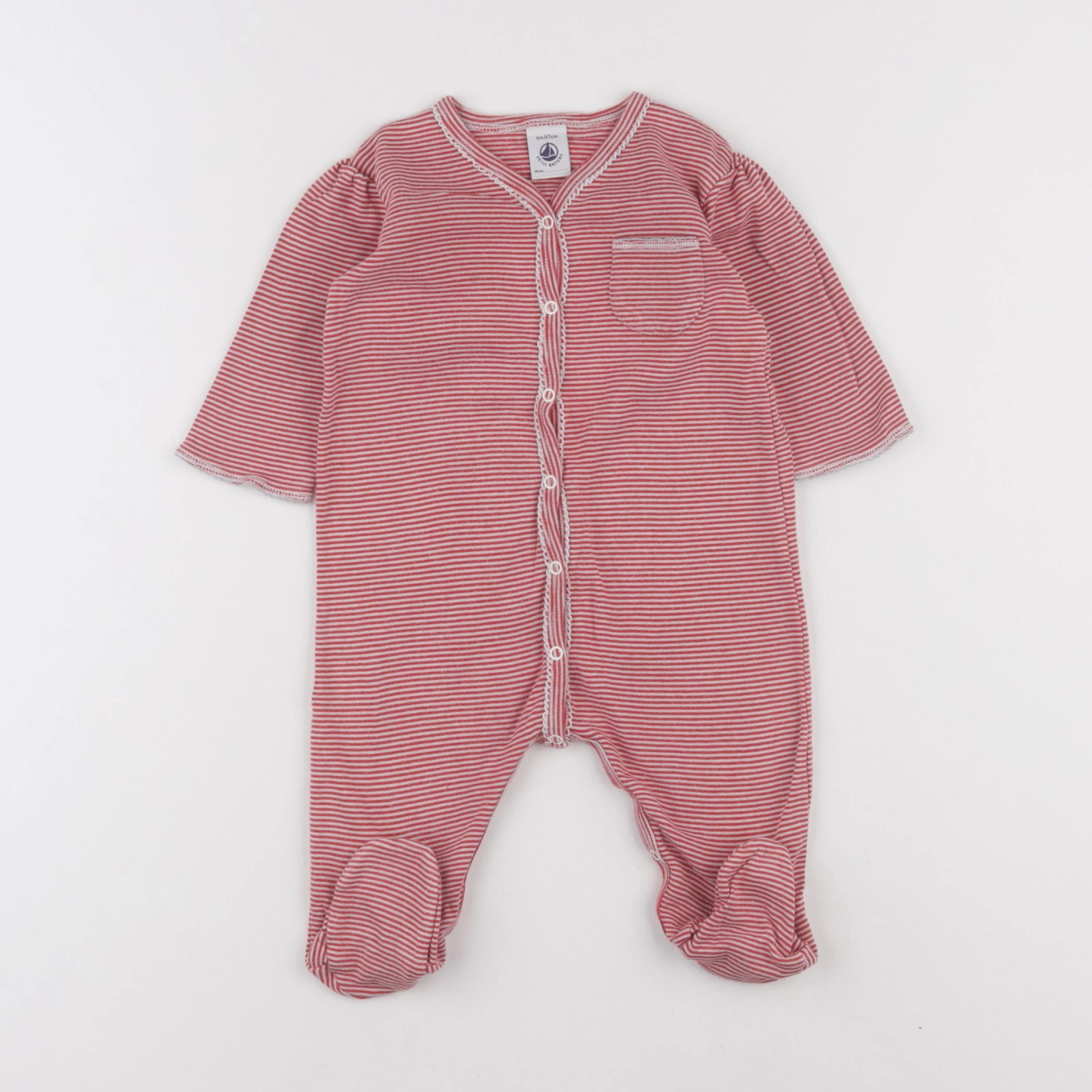 Petit Bateau - pyjama coton rouge - 6 mois