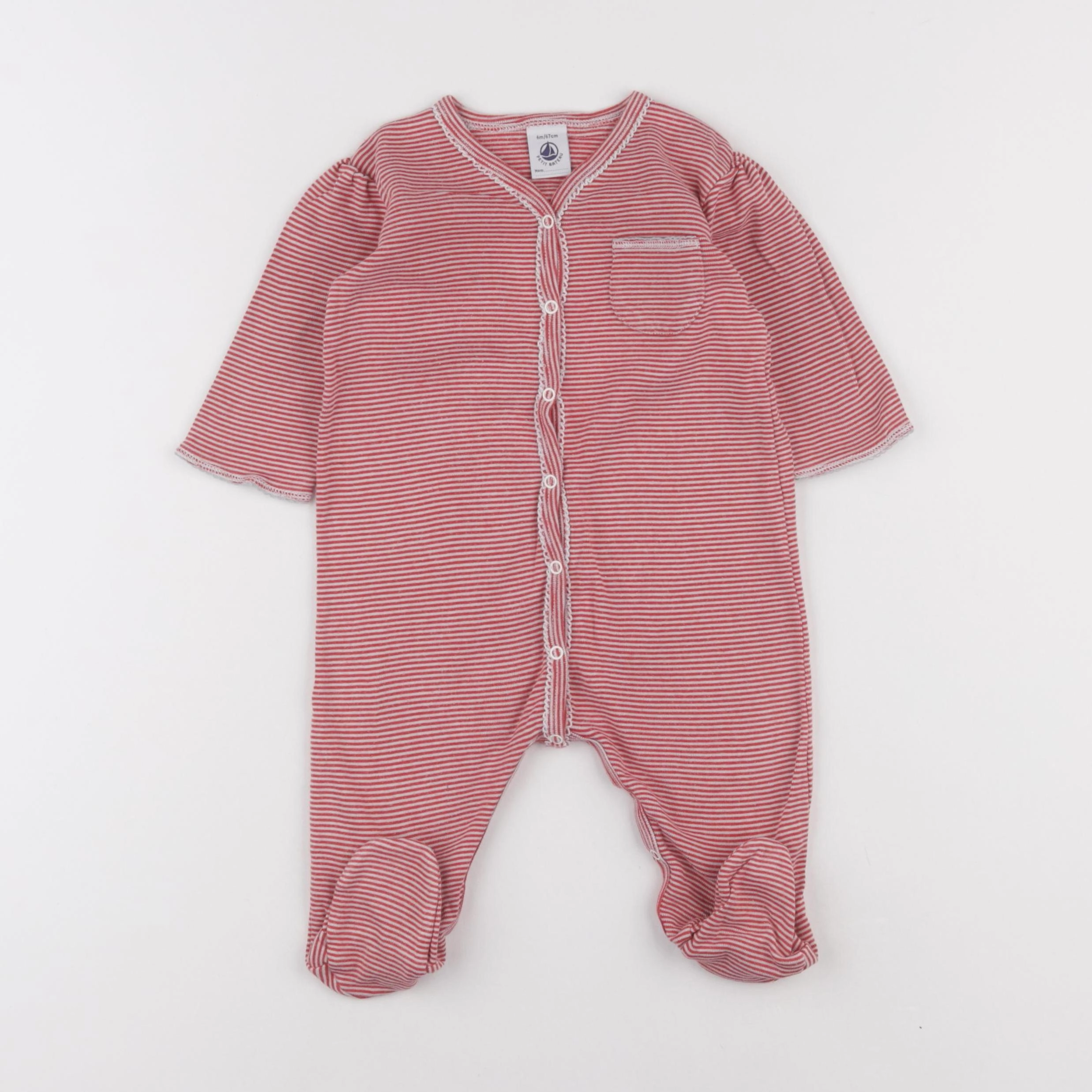 Petit Bateau - pyjama coton rouge - 6 mois