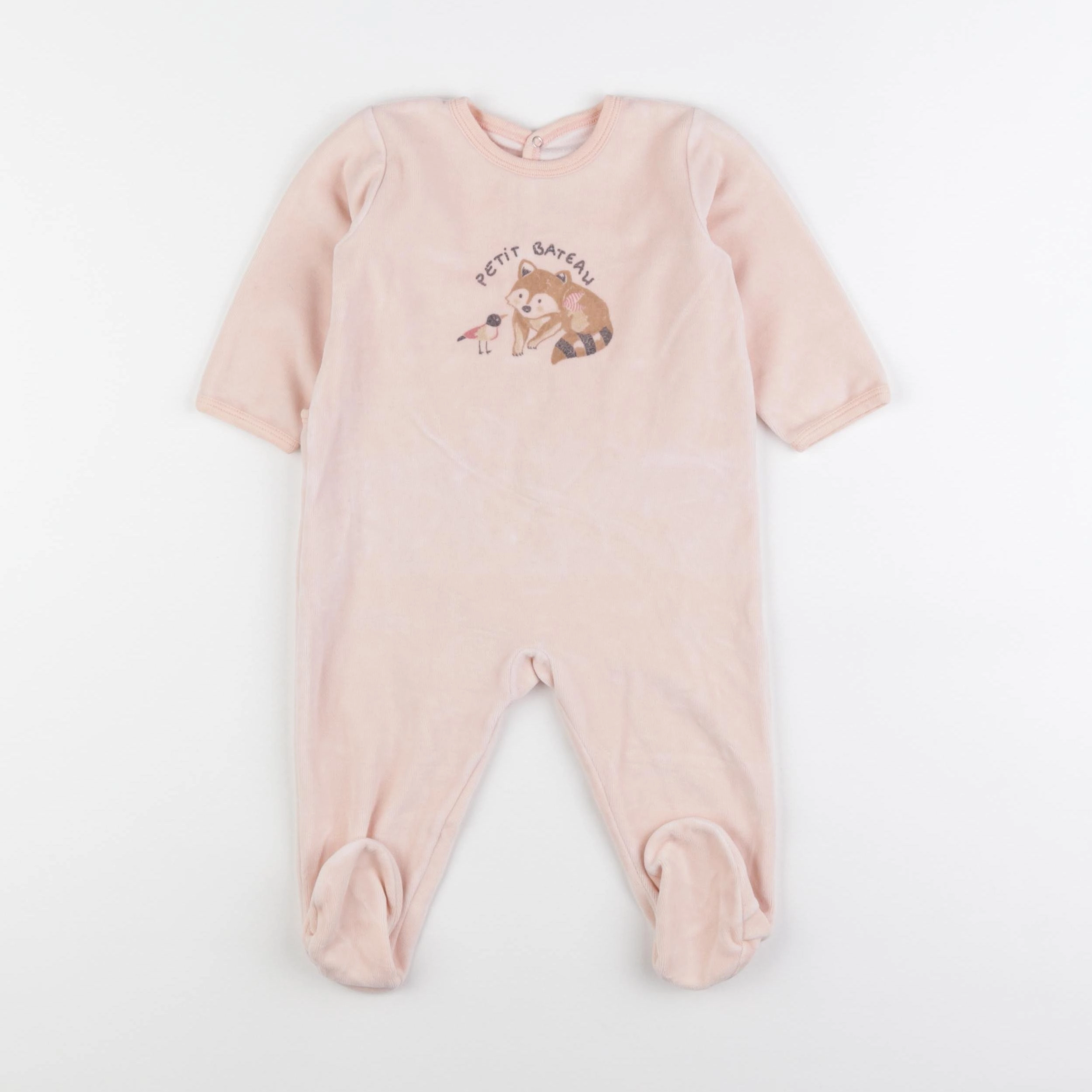 Petit Bateau - pyjama velours rose - 12 mois