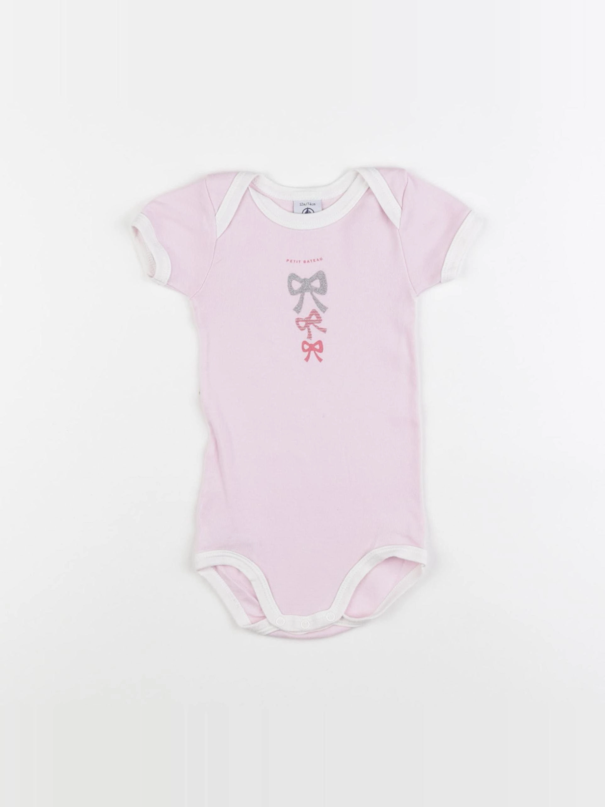 Petit Bateau - body velours rose - 12 mois