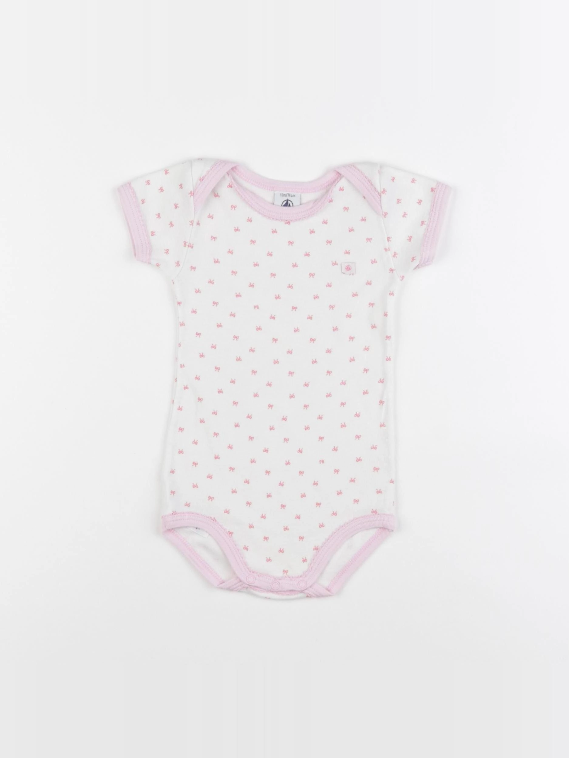 Petit Bateau - body velours blanc - 12 mois