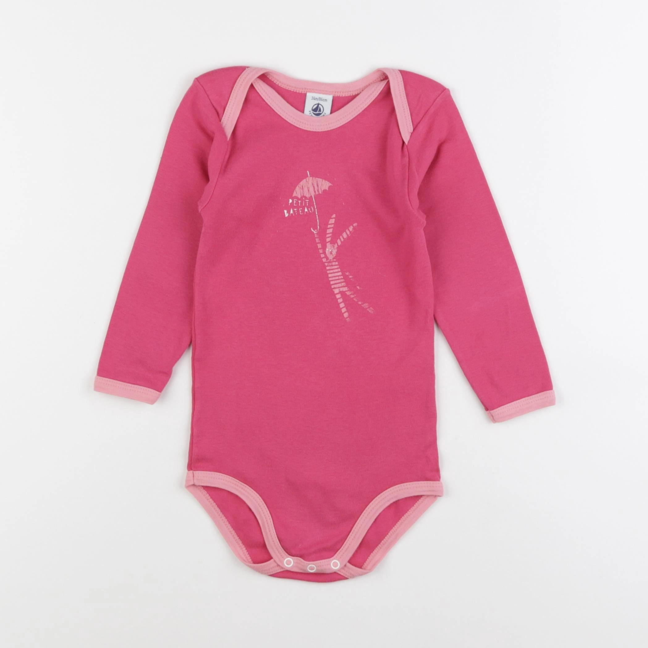 Petit Bateau - body velours rose - 24 mois