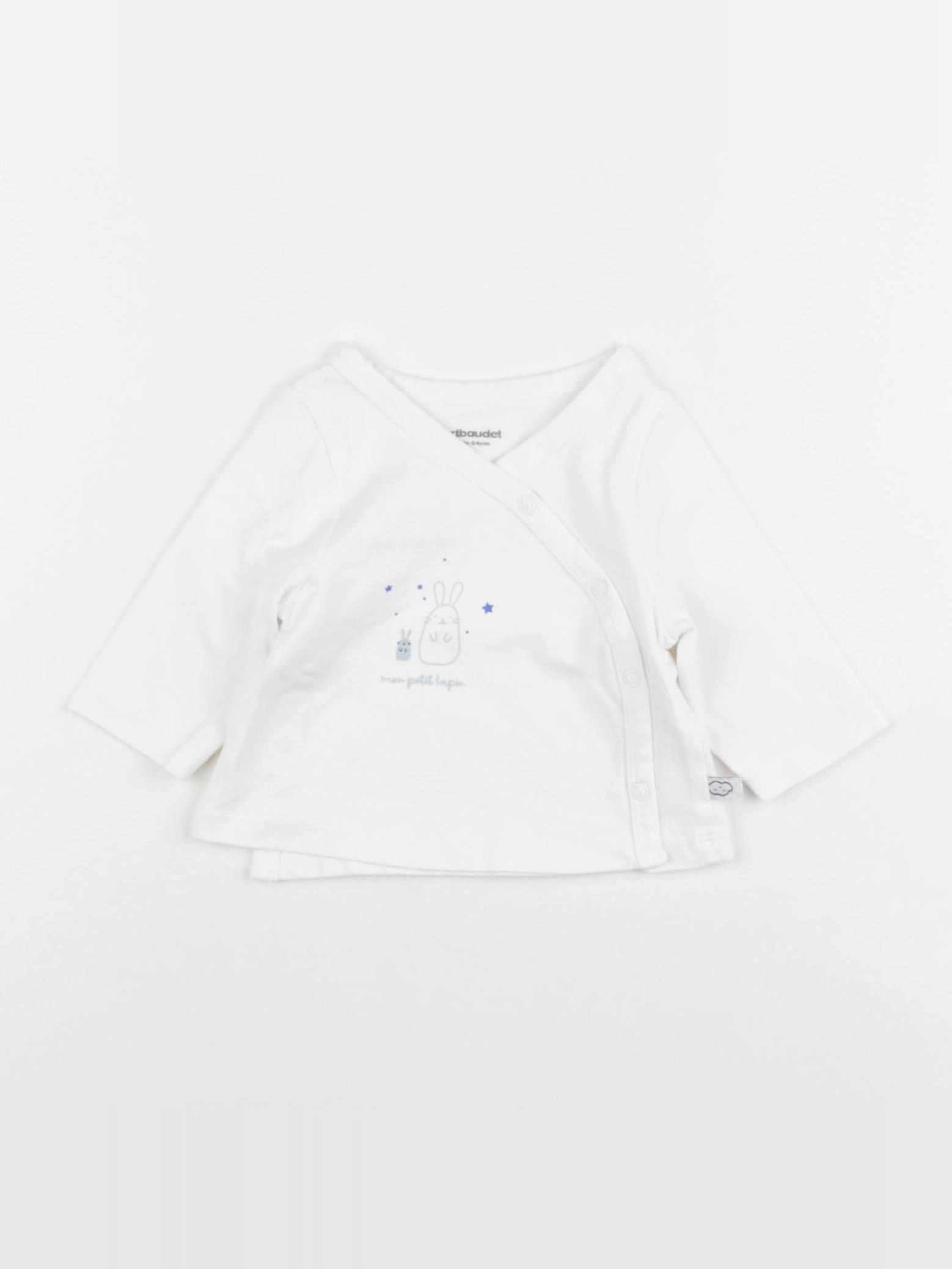 Vertbaudet - tee-shirt velours blanc - 1 mois