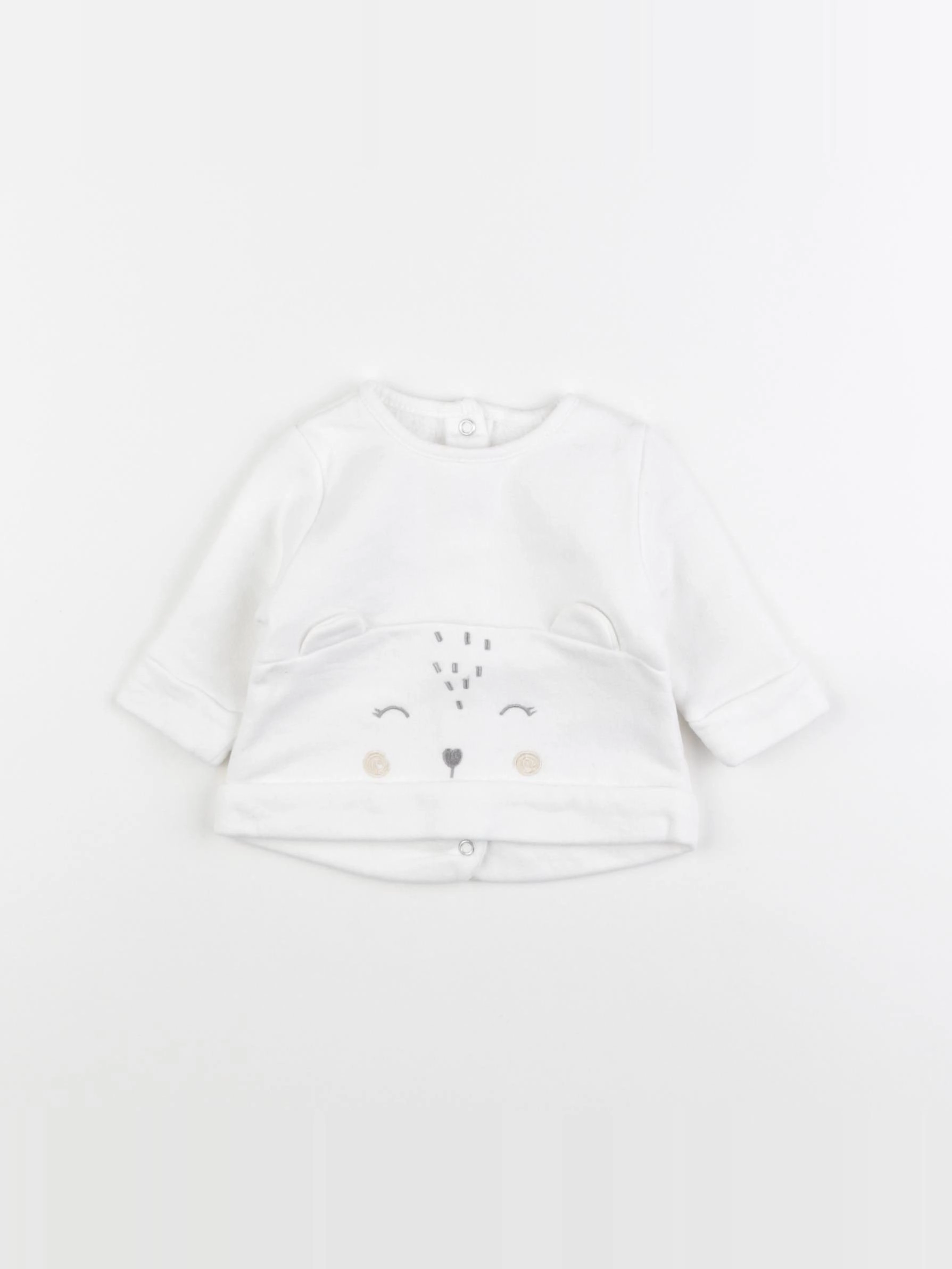 H&M - sweat velours blanc - 3 mois