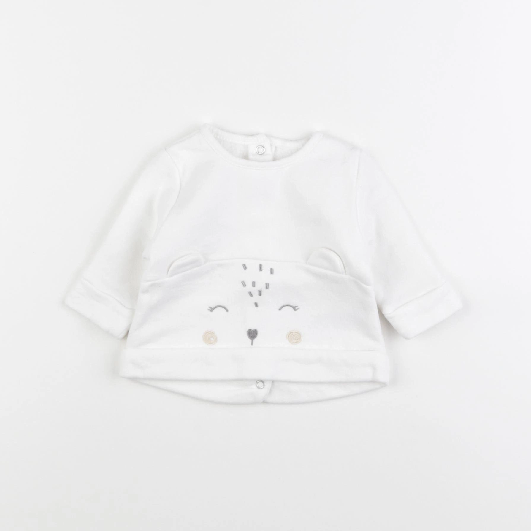 H&M - sweat velours blanc - 3 mois