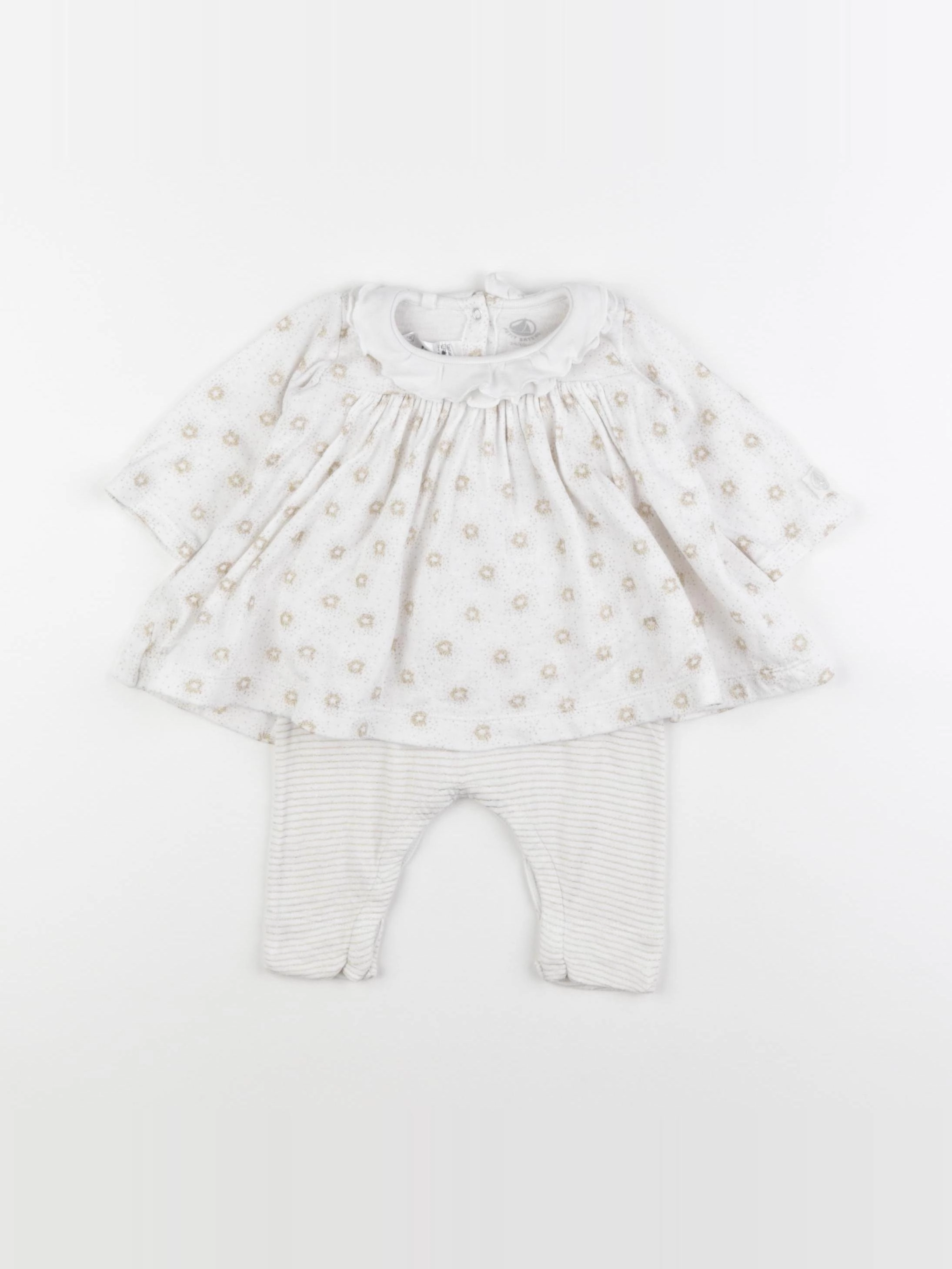 Petit Bateau - combinaison blanc, or - 3 mois